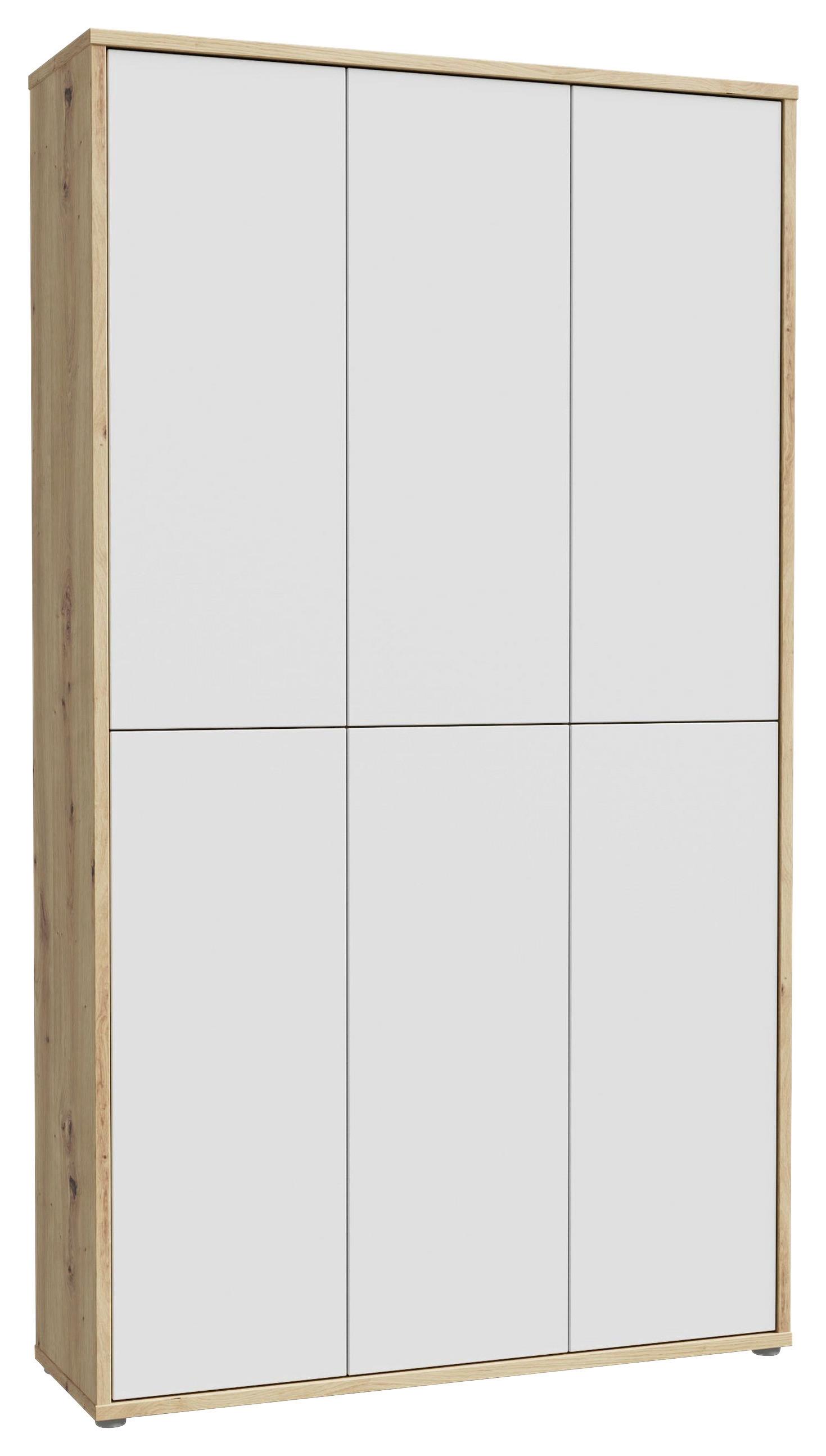 Skriňa na topánky, sivá/dub artisan, š: 109,2cm - sivá/svetlosivá, Modern, kompozitné drevo/plast (109,2/191,9/34,9cm)