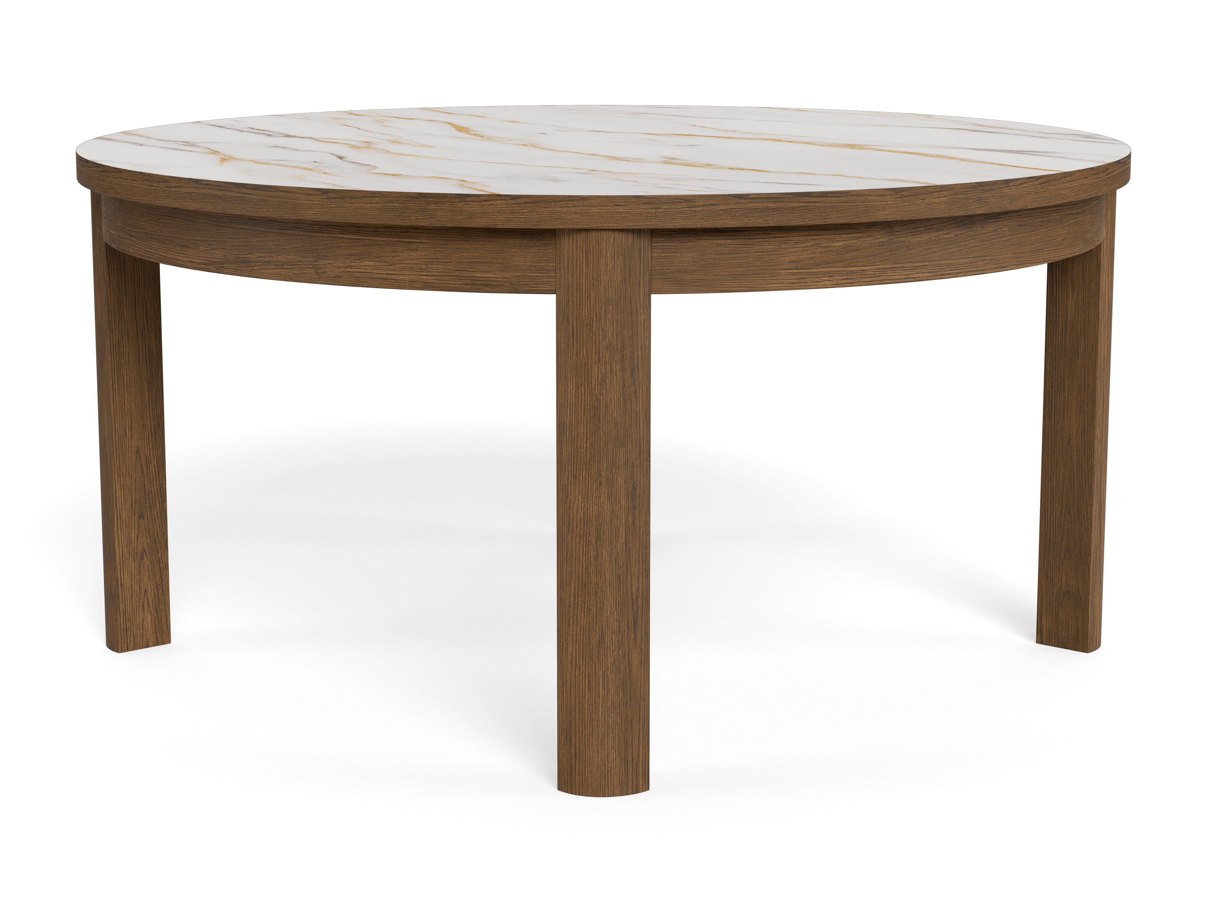 Konferenčný stolík dubová dyha/keramika - hnedá/béžová, Design, drevo/kompozitné drevo (90/90/45cm) - MID.YOU