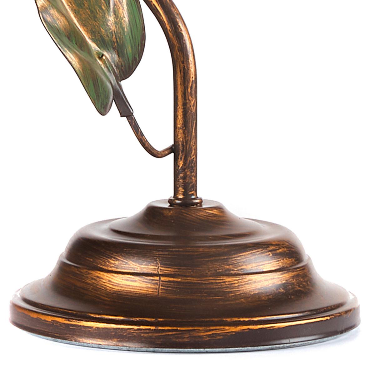 Tischleuchte 4620/L - Bronzefarben/Olivgrün, Natur, Glas/Metall (29/30/20cm)