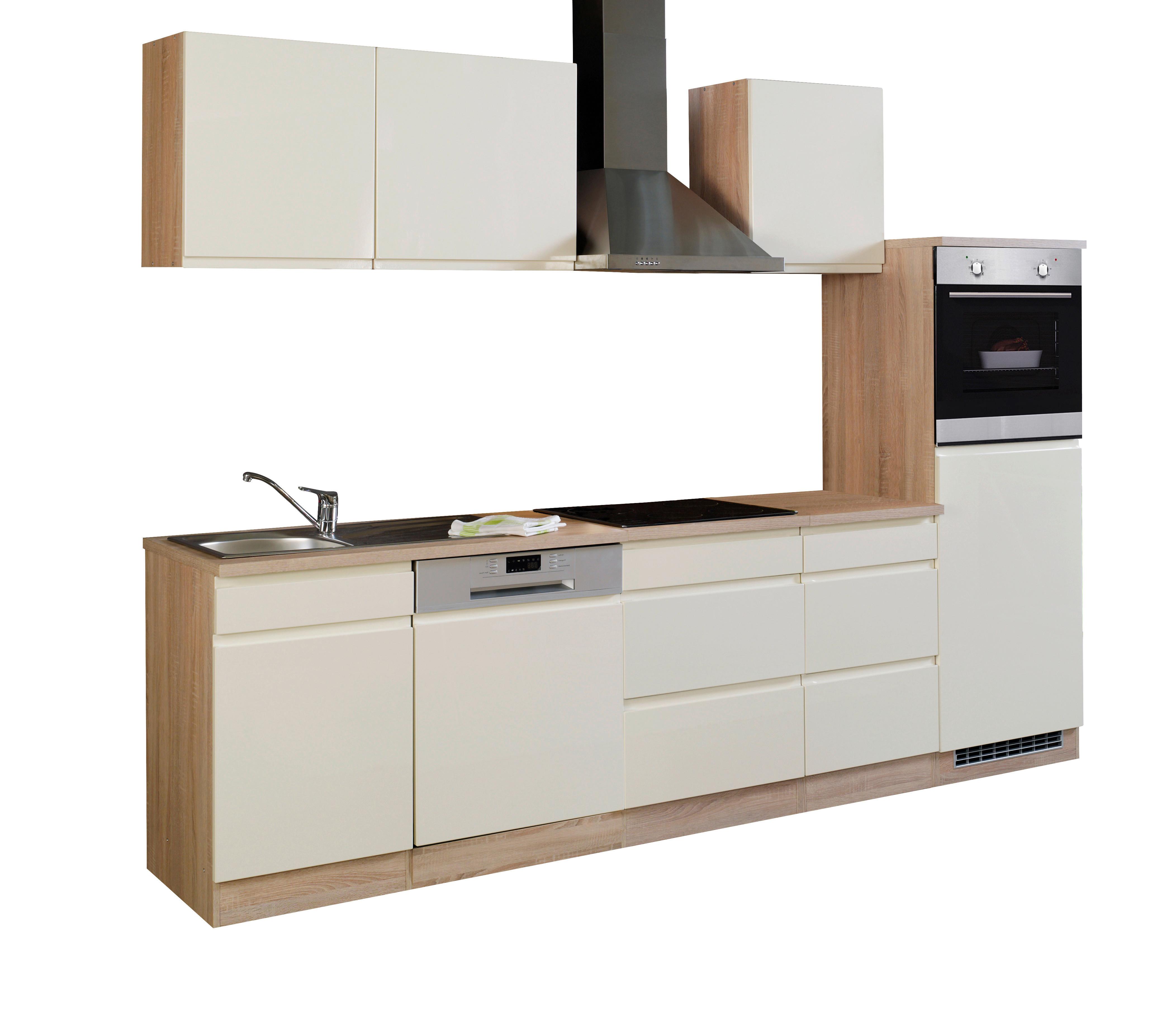 Küchenzeile Cardiff mit Geräten 280 cm Creme/Sonoma Eiche - Creme/Sonoma Eiche, Basics, Holzwerkstoff (280cm) - Held