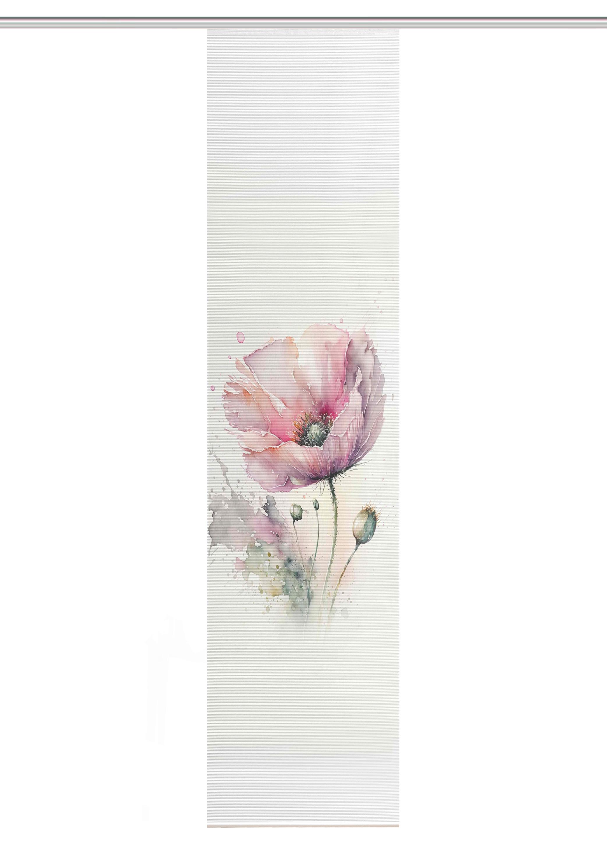 Flächenvorhang Meliora - Salbeigrün/Rosa, Natur, Textil (60/245cm)