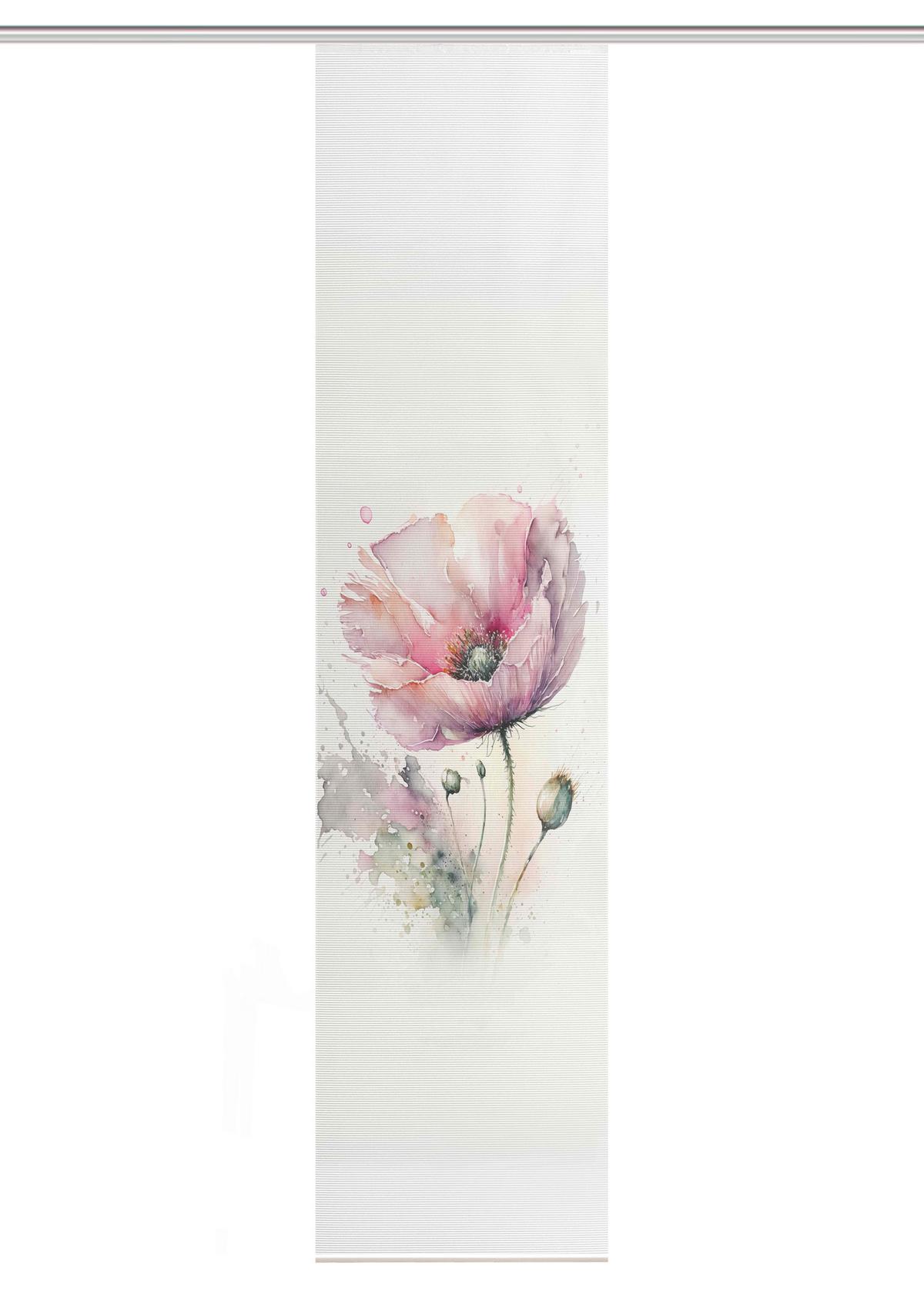 Flächenvorhang Meliora - Salbeigrün/Rosa, Natur, Textil (60/245cm)