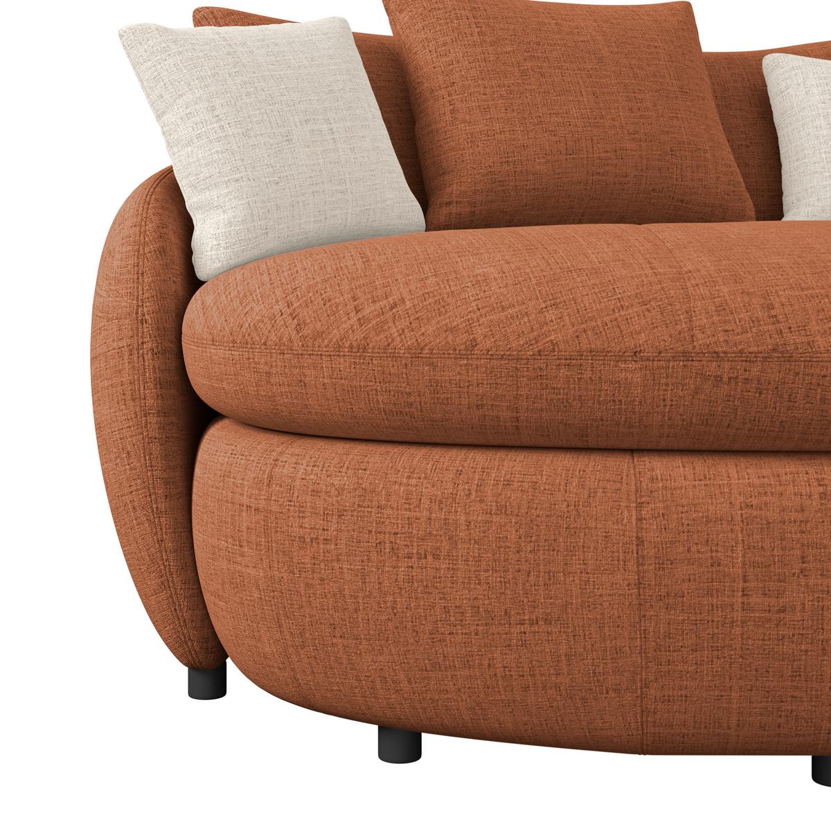 Mega pohovka ARUBA 2, terakotová/prírodná ženilka - čierna/terakotová, Trend, textil/plast (238/80/140cm) - Luca Bessoni