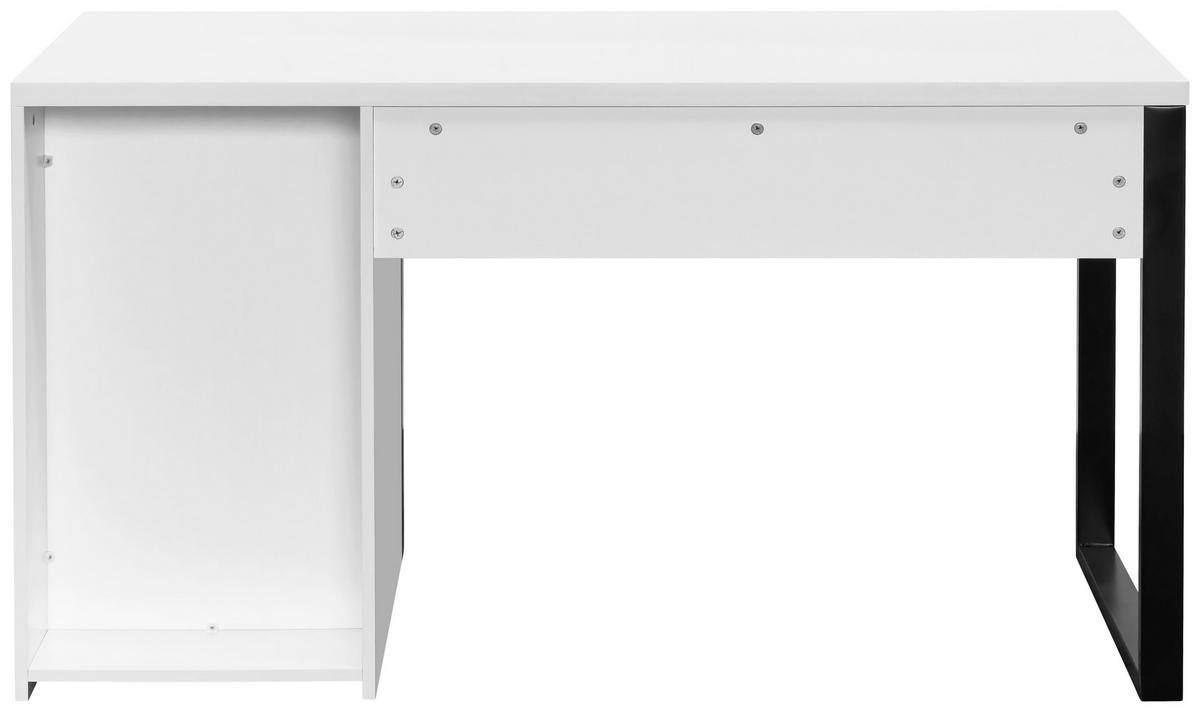 Schreibtisch Pluto Schwarz/Weiß L: 140 cm - Schwarz/Weiß, MODERN, Holzwerkstoff/Metall (140/59/76cm) - Livetastic