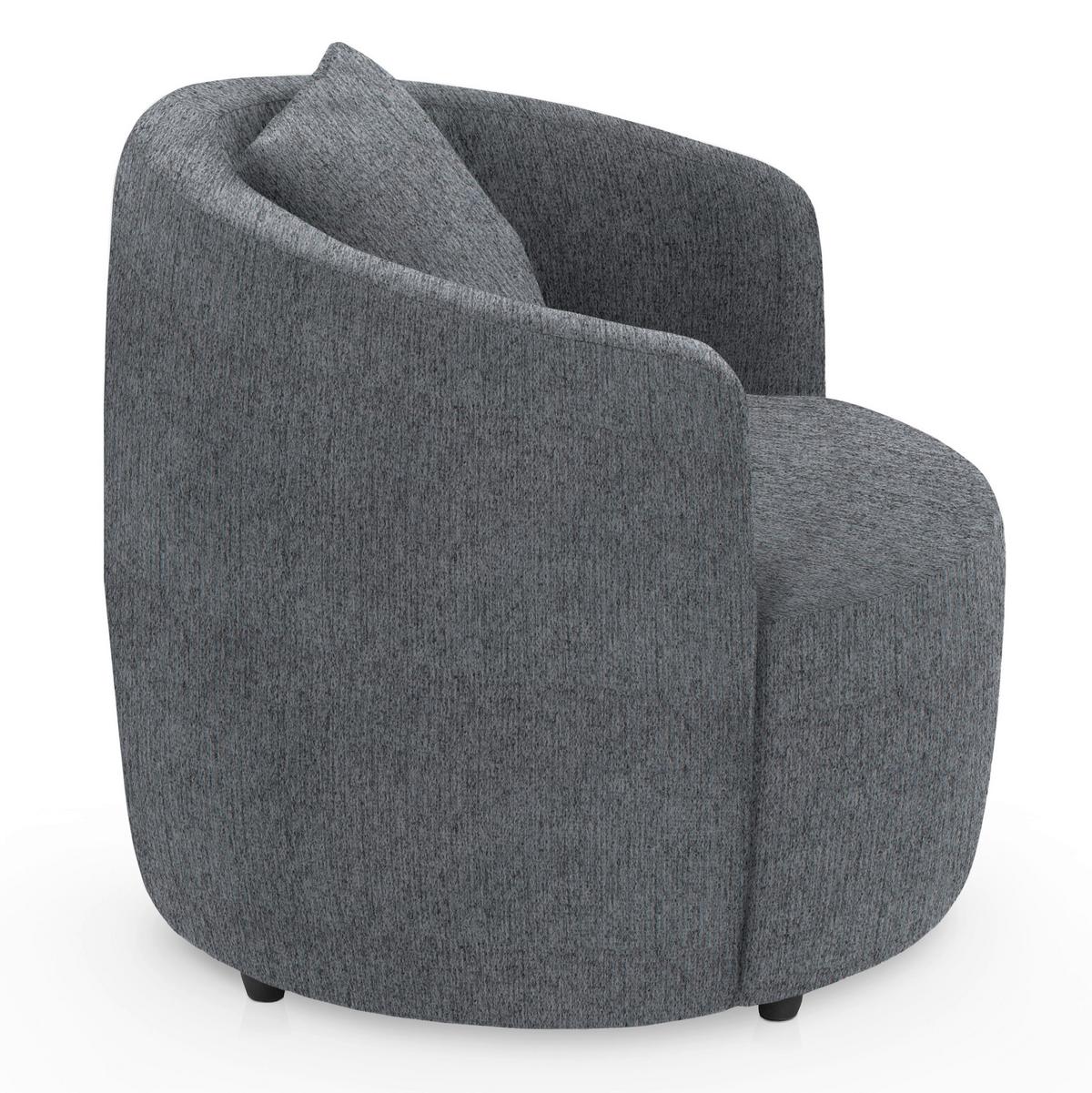 Polstersessel Pina Hellgrau Chenille - Hellgrau/Schwarz, Design, Textil (81/74/81cm) - Livetastic