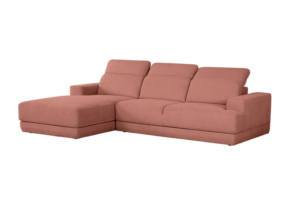 Ecksofa Frans Rosa S: 204 Cm - Schwarz/Rosa, Design, Textil (204/293cm) - MID.YOU