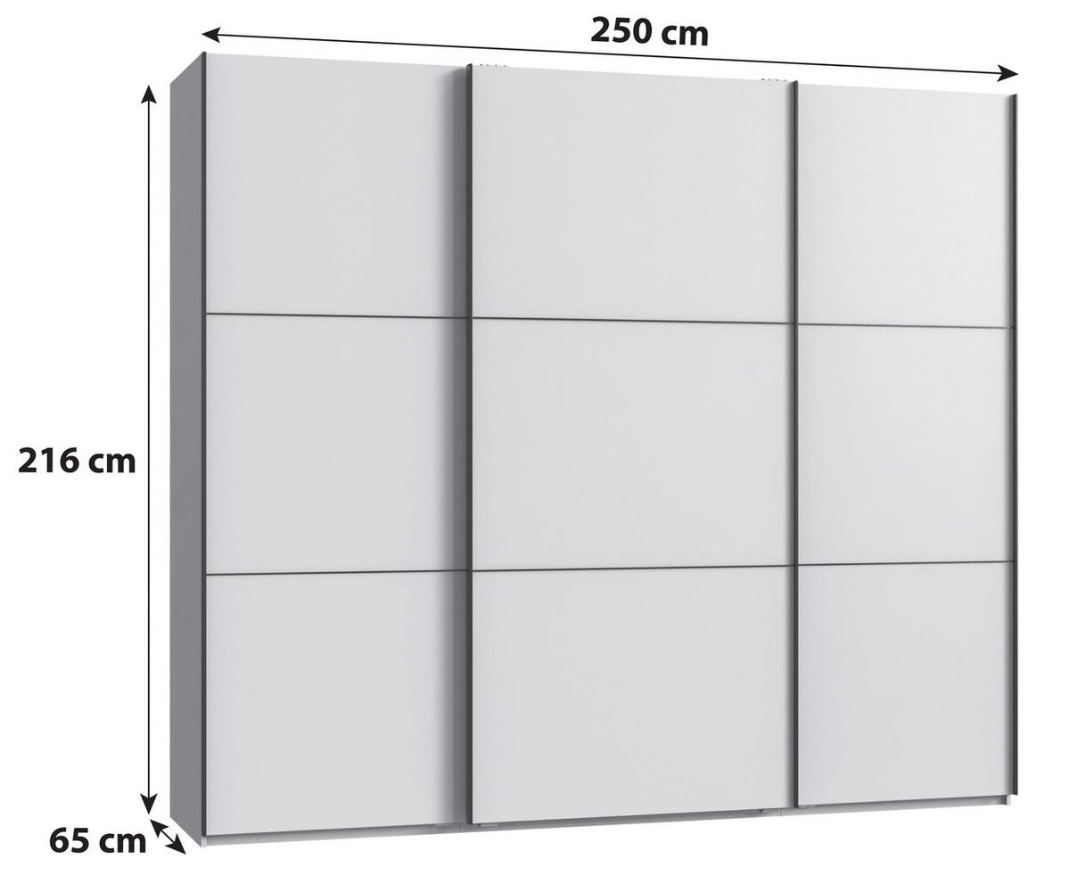 Schwebetürenschrank Indian A Weiß Dekor, B: 250cm - Schwarz/Weiß, KONVENTIONELL, Holzwerkstoff (250/216/65cm)
