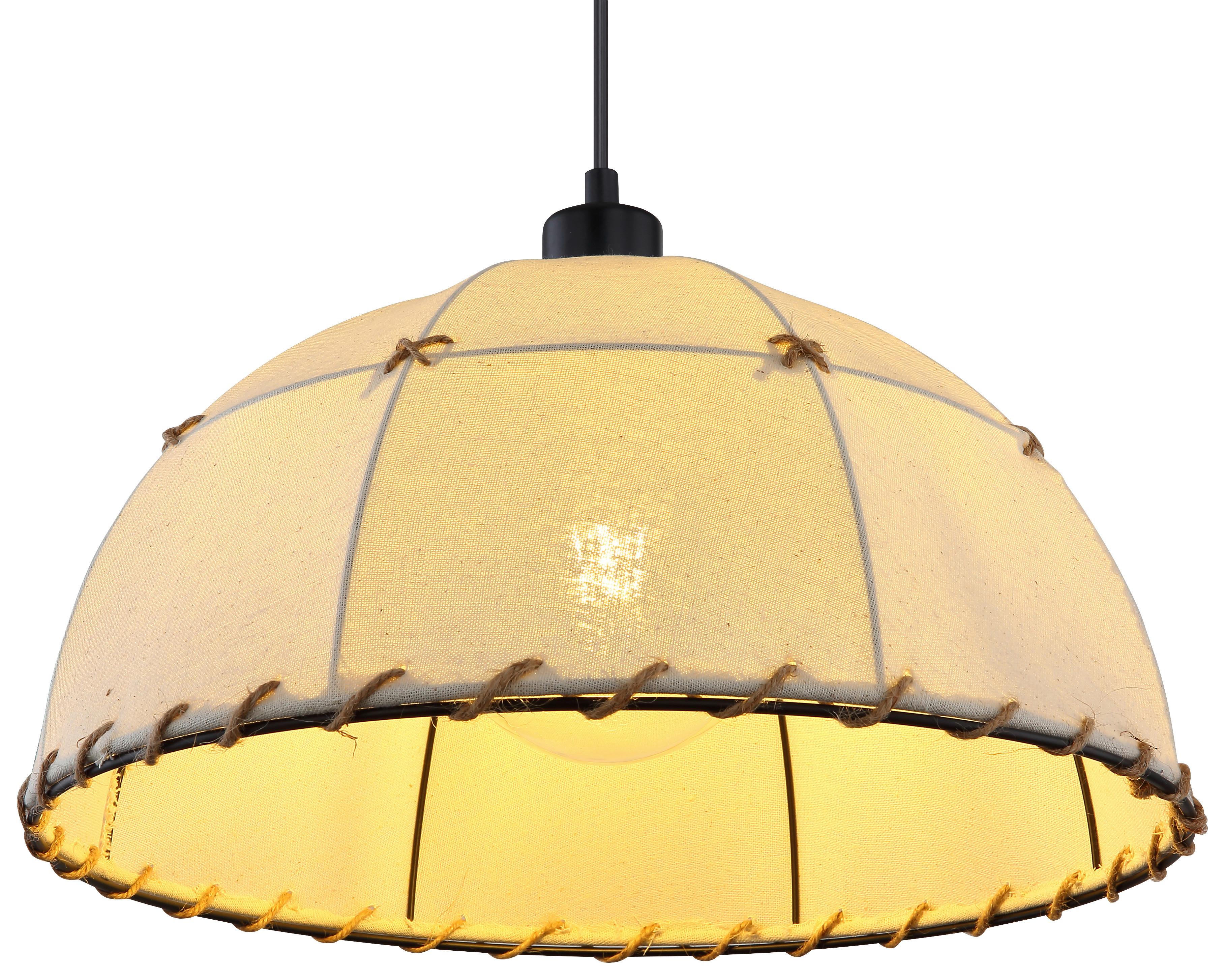 Hängeleuchte Rex H: 120 Cm 1-Flammig - Beige/Schwarz, Natur, Naturmaterialien/Textil (40/120cm) - Globo