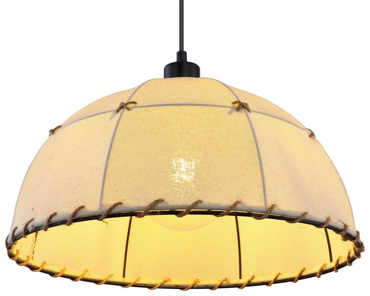 Hängeleuchte Rex H: 120 Cm 1-Flammig - Beige/Schwarz, Natur, Naturmaterialien/Textil (40/120cm) - Globo