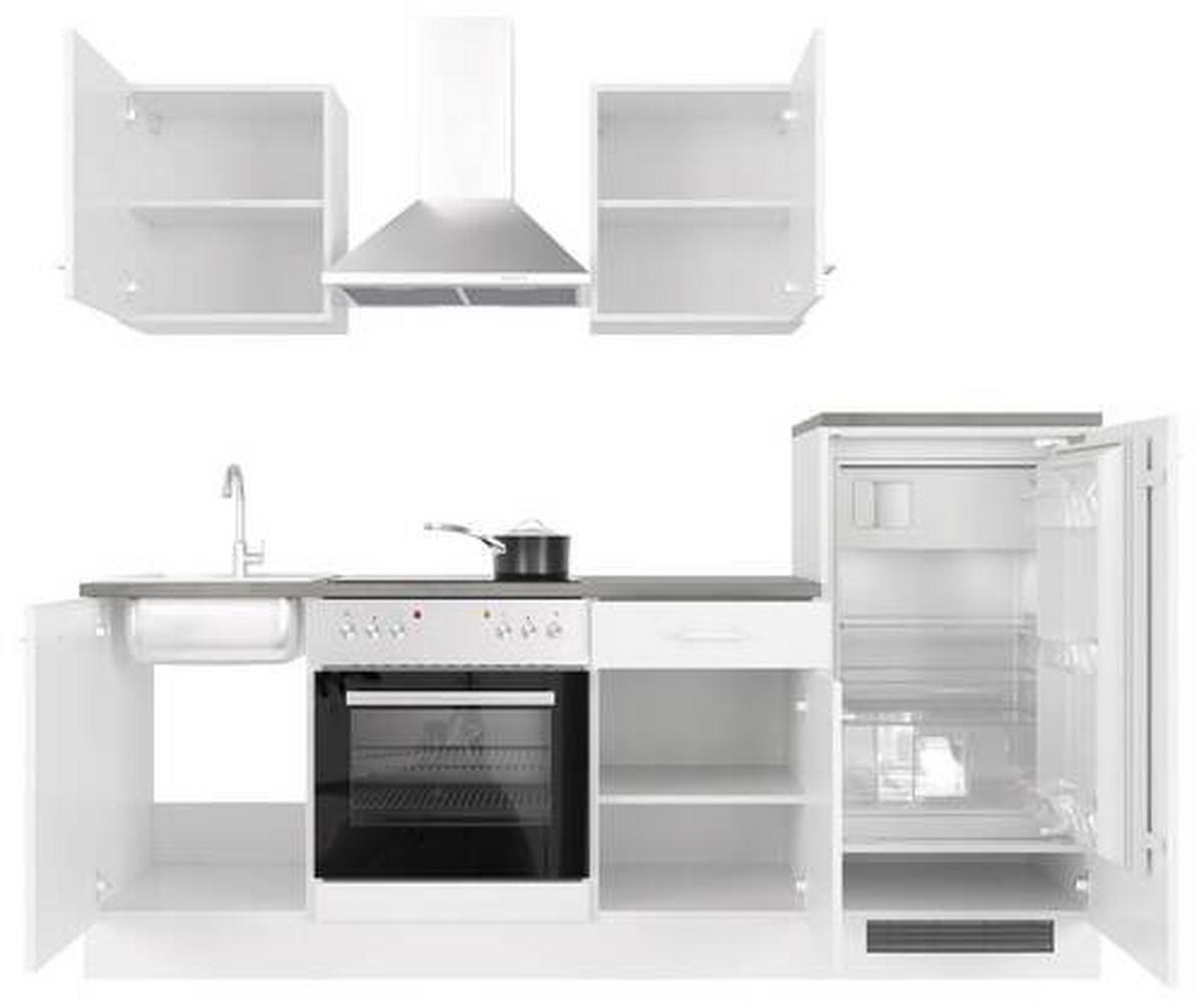 Küchenblock Lucca Weiß/Graubraun B: 220,5 cm - Graubraun/Weiß, MODERN, Holzwerkstoff (220,5cm) - FlexWell