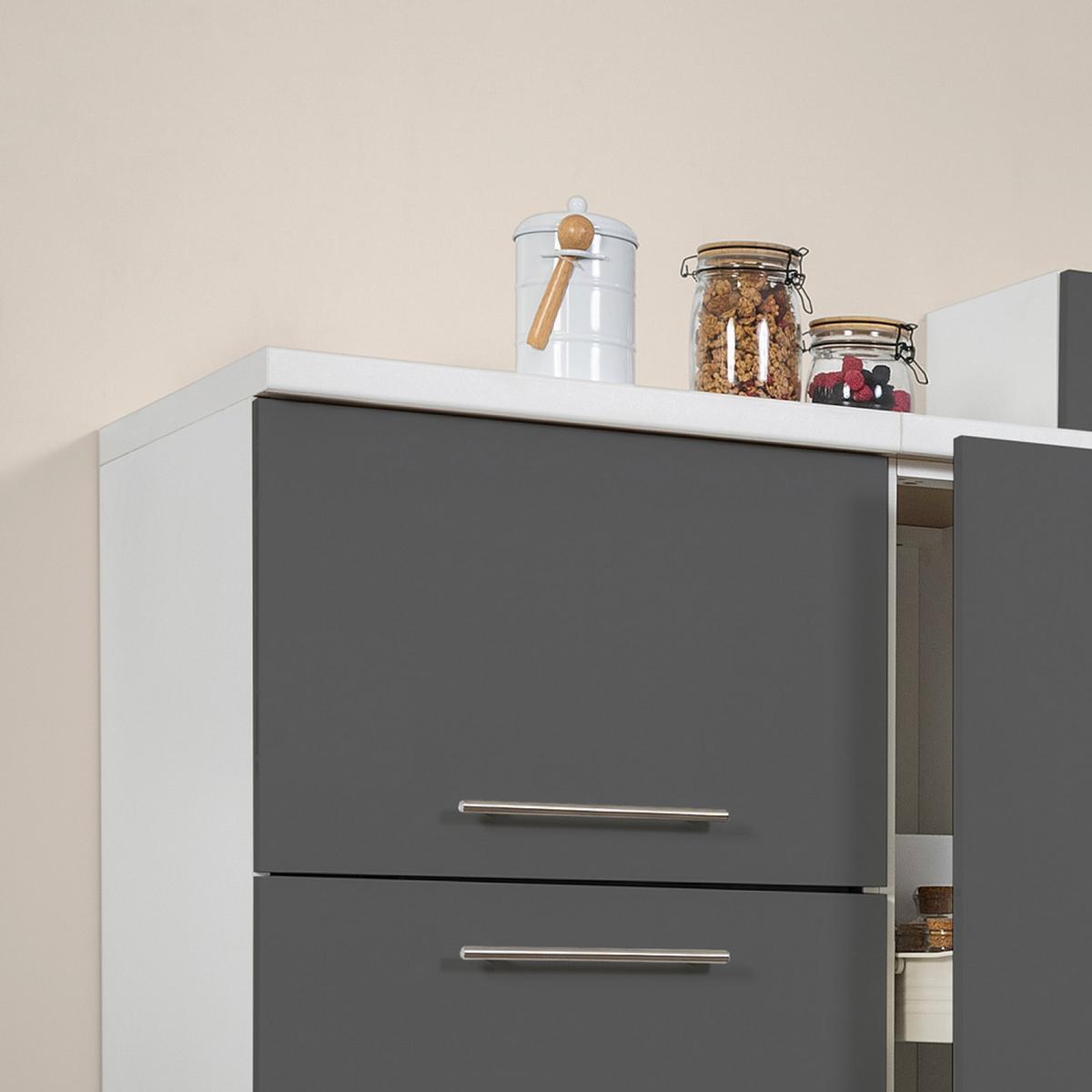 Küchenzeile Mit Geräten 300 Cm Grau/weiß - Weiß/Grau, KONVENTIONELL, Holzwerkstoff (300cm) - Respekta