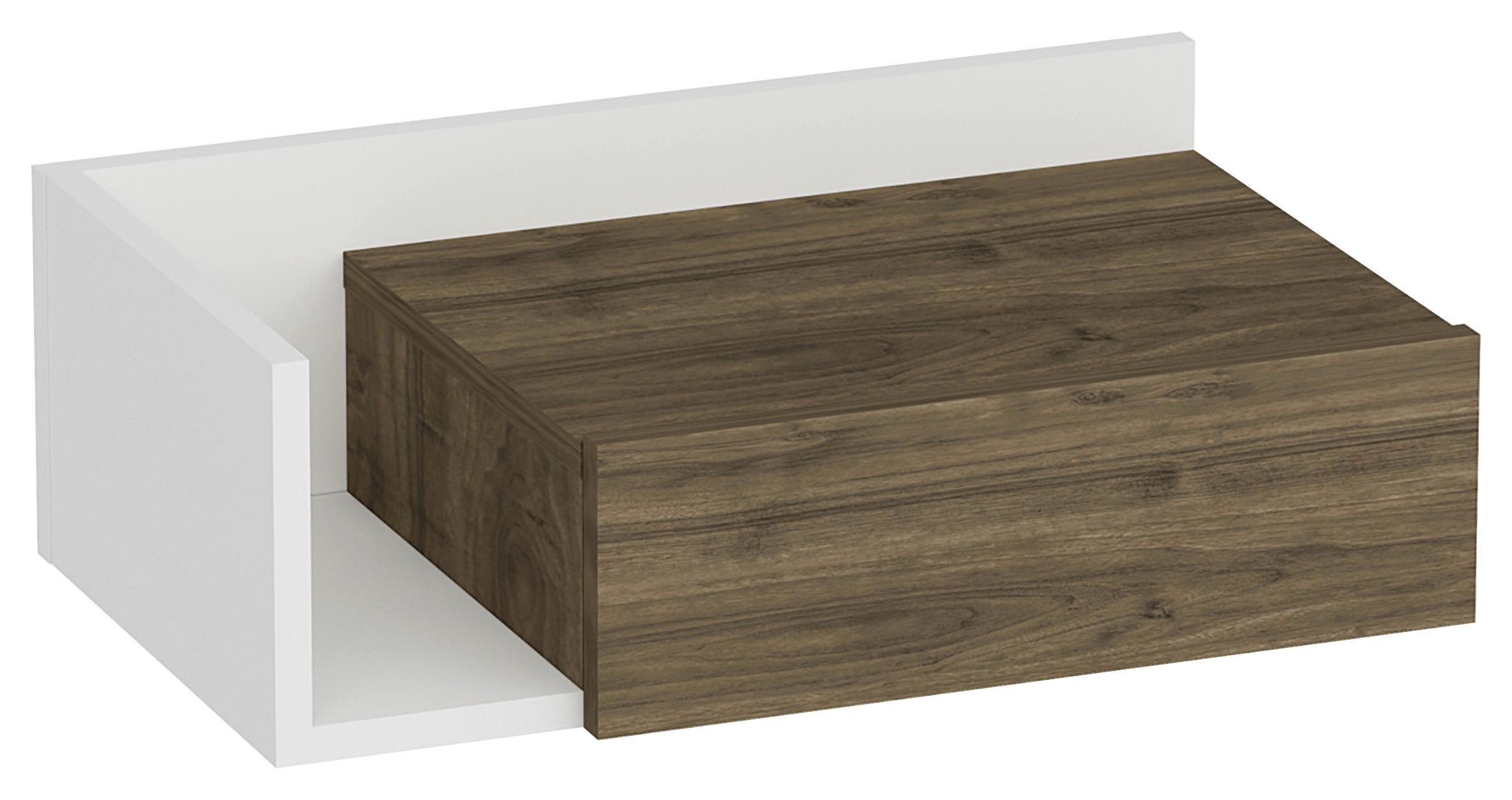 Nachtkästchen, Walnuss Dekor Weiß, H: 21,4 Cm, Hephaistos - Walnussfarben/Weiß, Design, Holzwerkstoff (60/21,4/35cm) - MID.YOU