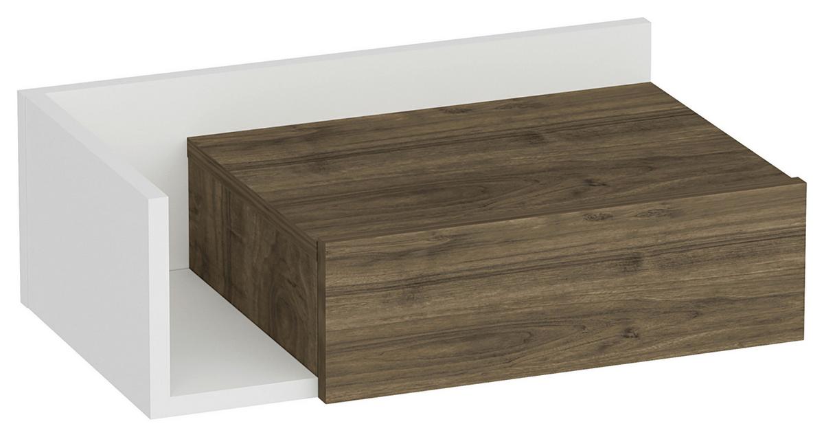 Nachtkästchen, Walnuss Dekor Weiß, H: 21,4 Cm, Hephaistos - Walnussfarben/Weiß, Design, Holzwerkstoff (60/21,4/35cm) - MID.YOU