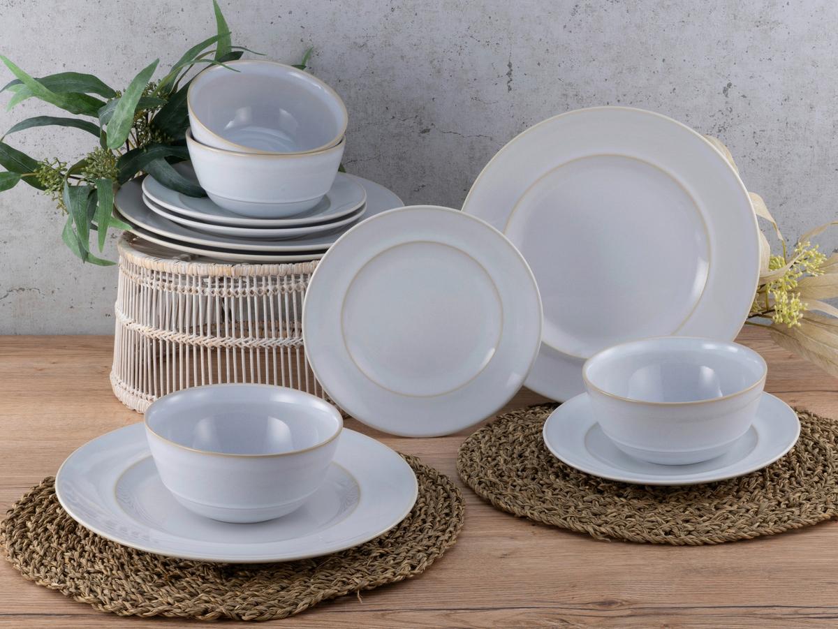 Kombinovaný servis Antique,12 dielny pre 4 osoby - biela, Basics, keramika - Creatable