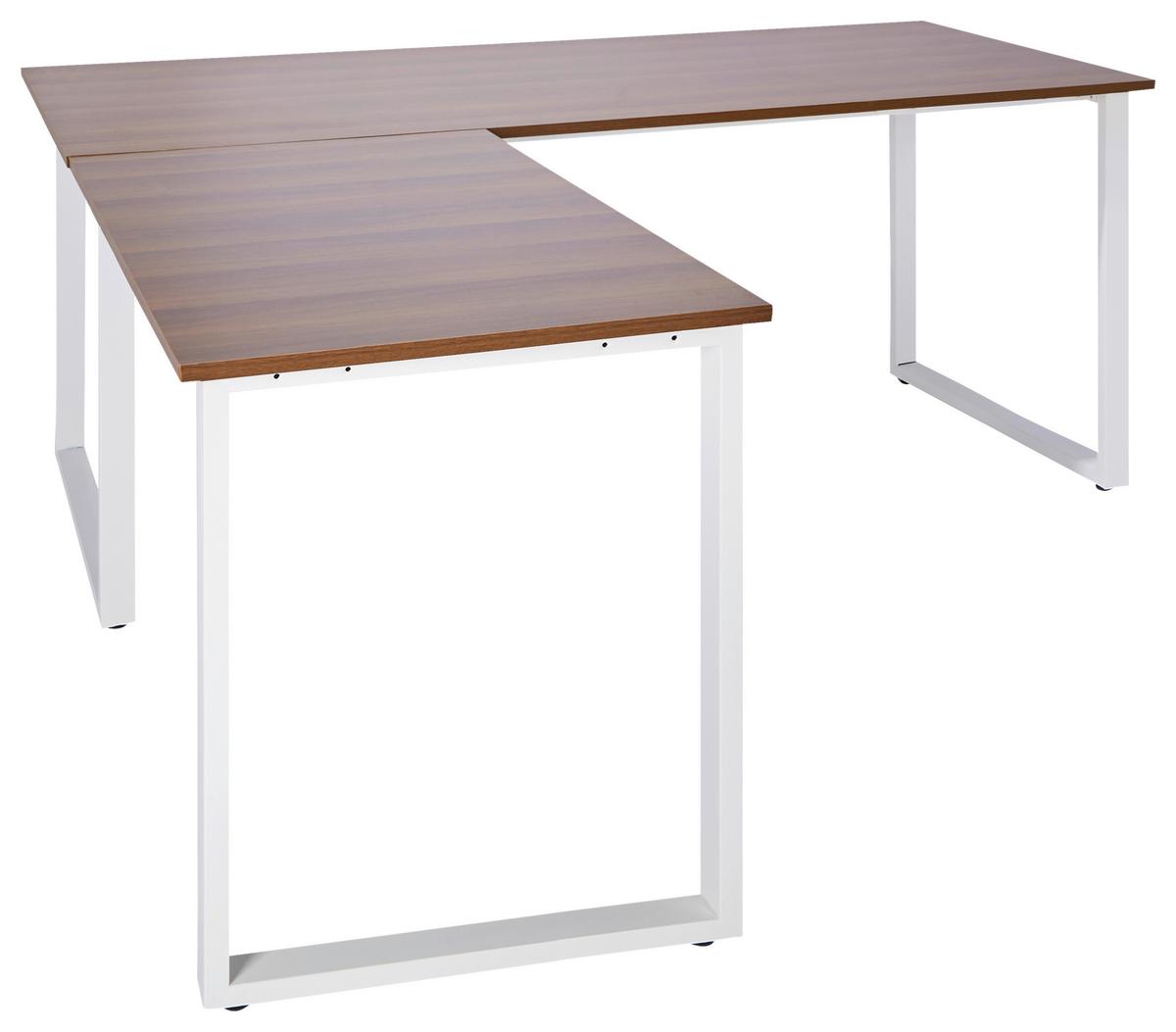 Eckschreibtisch Workspace XL I B: 180 cm Weiß/Walnuss Dekor - Walnussfarben/Weiß, Basics, Holzwerkstoff/Metall (180/180/75,5cm) - MID.YOU