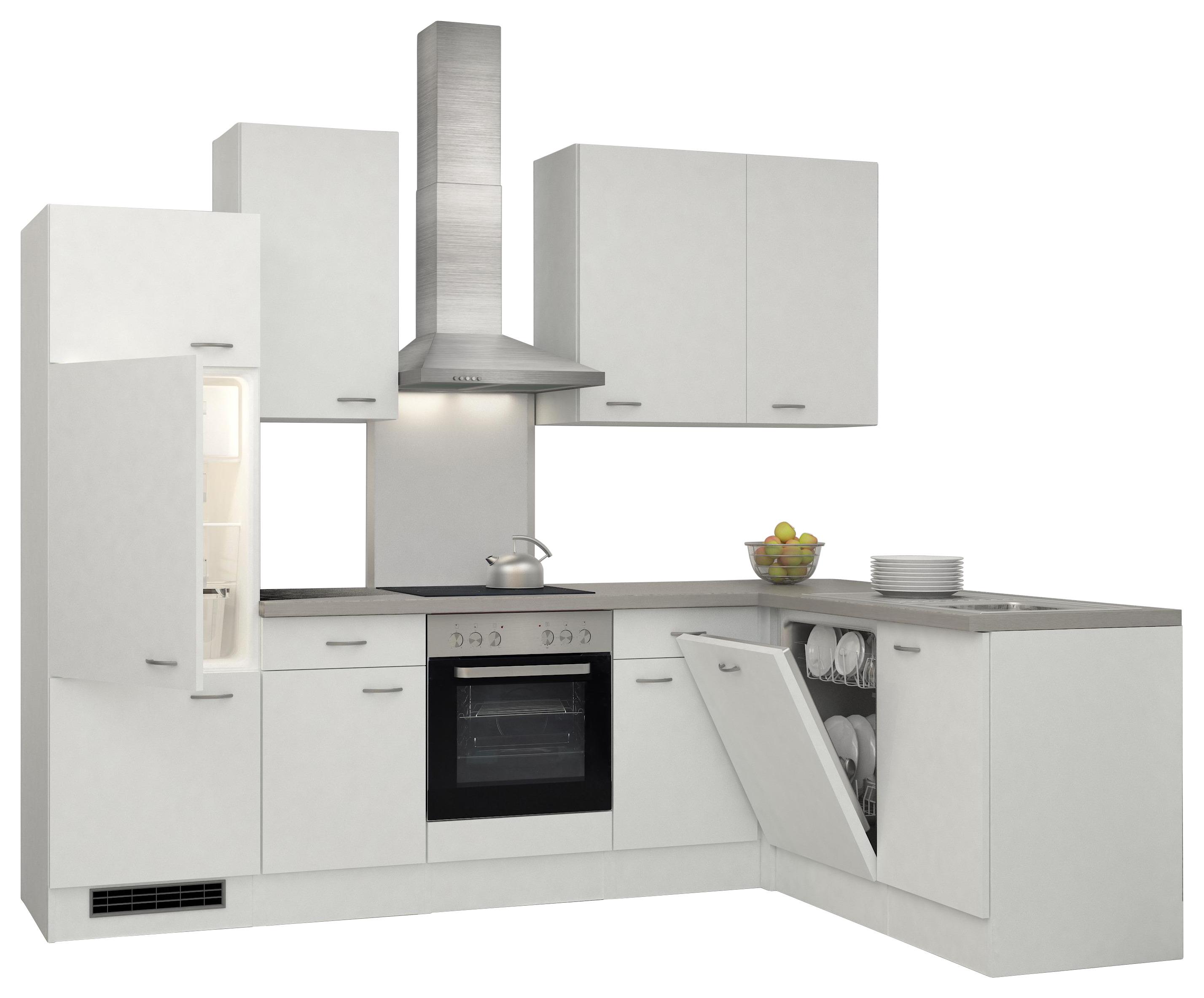 Eckküche Wito mit Geräten 280x170 cm Grau/Weiß Elegant - Hellgrau/Weiß, MODERN, Holzwerkstoff (280/170cm) - FlexWell