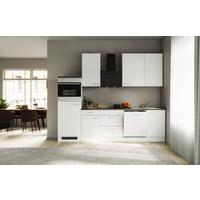 Küchenzeile Lucca Mit Geräten 280 Cm Weiß - Graubraun/Weiß, KONVENTIONELL, Holzwerkstoff (280cm) - FlexWell