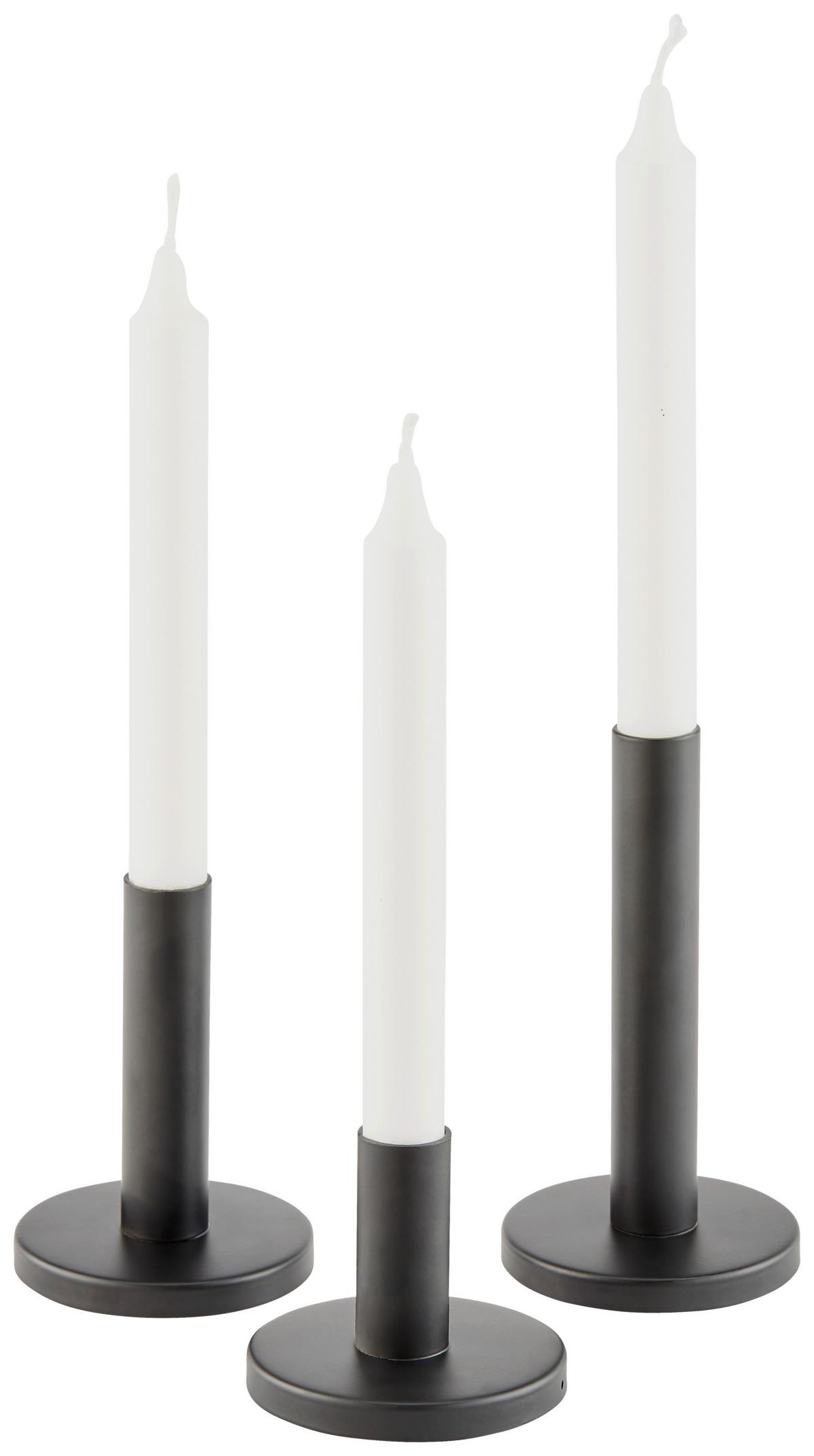 Gyertyatartó Szett Malko 3-Részes - fekete, Basics, fém