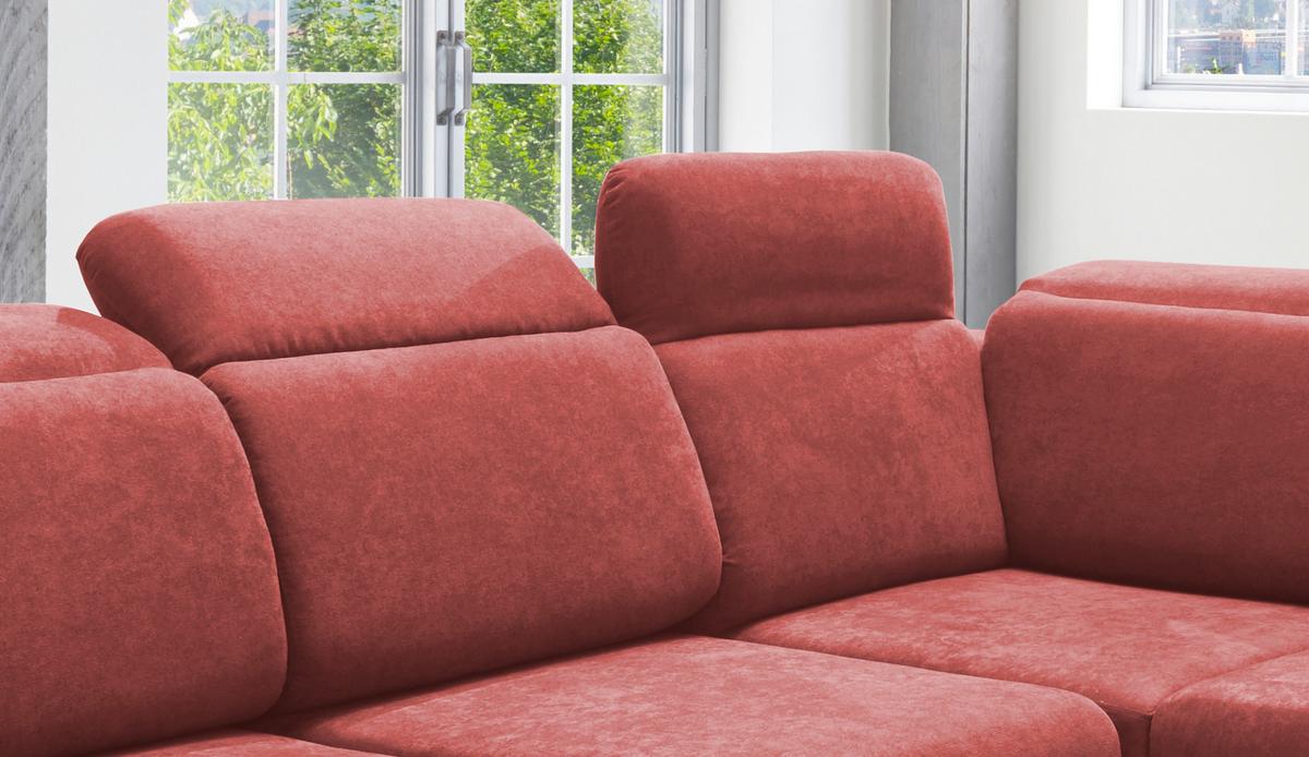 Ecksofa Vasto Rot S: 283x228 cm - Chromfarben/Rot, Design, Textil (283/228cm) - Livetastic