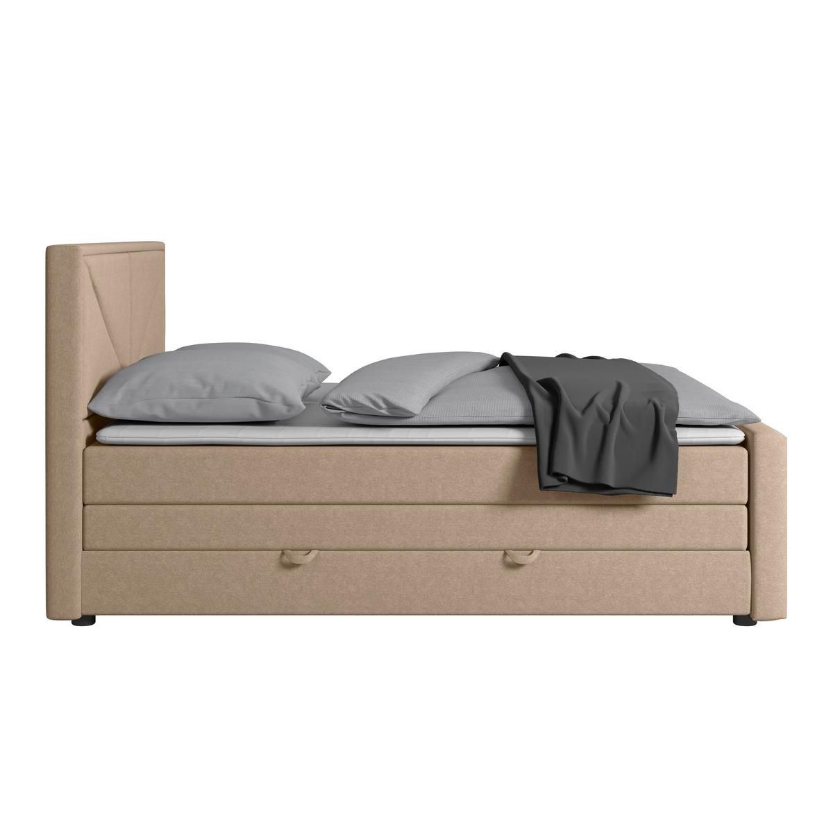 Boxspringbett Mit Bettkasten Lima 180x200 Cm Naturfarben - Schwarz/Naturfarben, MODERN, Karton/Holzwerkstoff (180/200cm) - MID.YOU