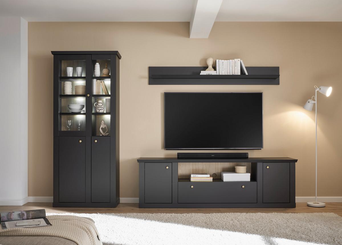 Wandboard Lincoln Schwarz B: 180cm - Schwarz, Design, Holzwerkstoff (180/25/22cm) - MID.YOU