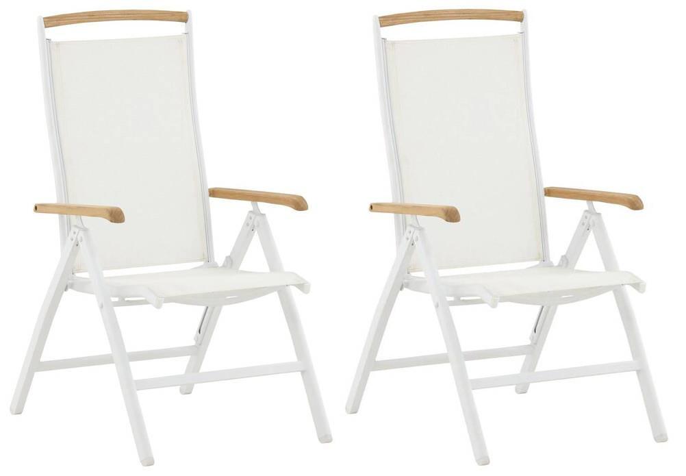 Gartensessel-Set 2-Tlg. Panama Metall/Textil - Naturfarben/Weiß, KONVENTIONELL, Textil/Metall (60/110/75cm) - Gardenson