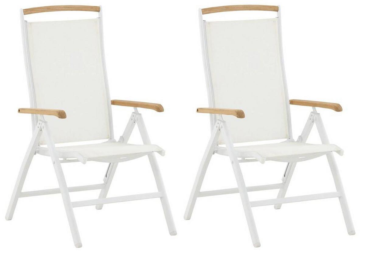 Gartensessel-Set 2-Tlg. Panama Metall/Textil - Naturfarben/Weiß, KONVENTIONELL, Textil/Metall (60/110/75cm) - Gardenson