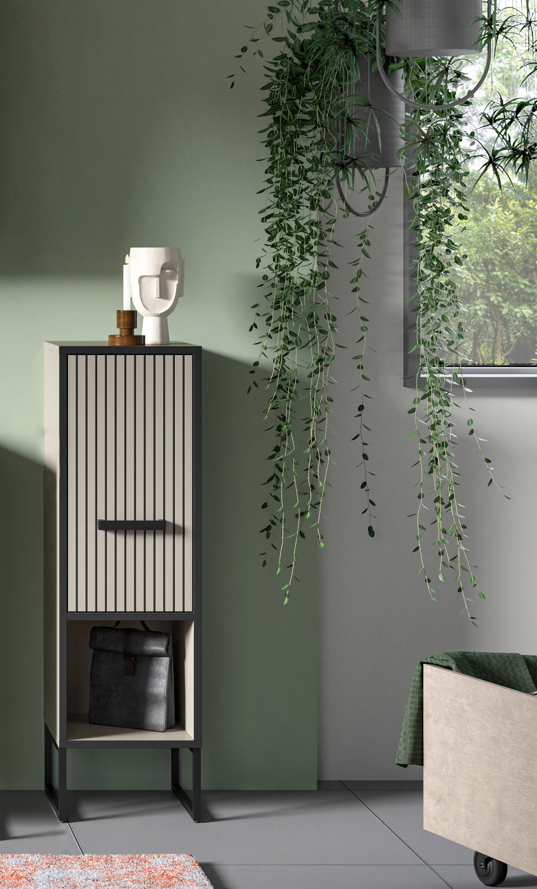 Midischrank Bagno Kaschmir B: 30 Cm - Kaschmir/Schwarz, MODERN, Holzwerkstoff (30/101/32cm) - MID.YOU