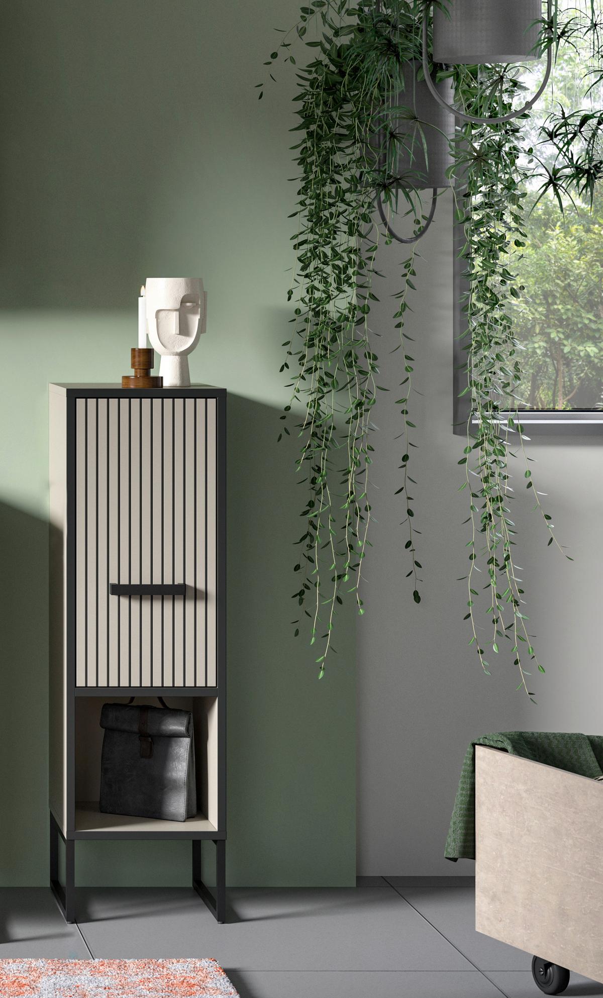 Midischrank Bagno Kaschmir B: 30 Cm - Kaschmir/Schwarz, MODERN, Holzwerkstoff (30/101/32cm) - MID.YOU