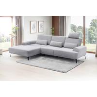 Ecksofa Astoria Hellgrau S: 178x305 cm - Hellgrau/Schwarz, Design, Textil (178/305cm) - Livetastic