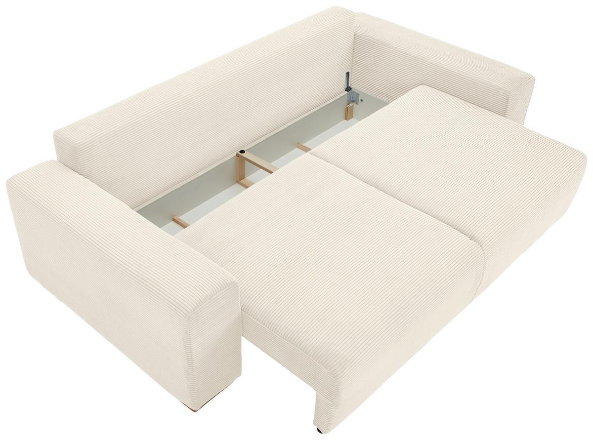 Schlafsofa Vouge Creme Bettkasten, B: 255 Cm - Buchefarben/Creme, KONVENTIONELL, Textil (255/86/123cm) - Livetastic