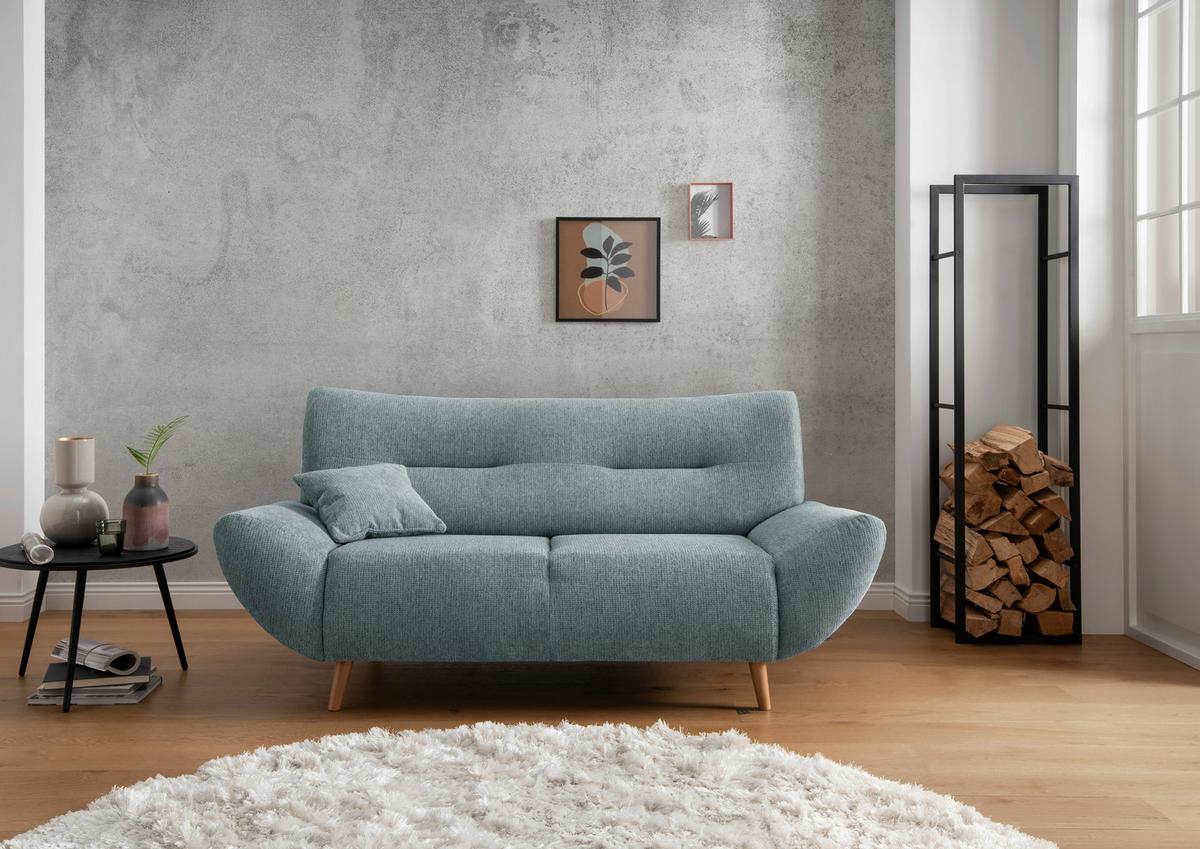 2-sitzer-sofa Chenille Blau Rücken Echt - Wildeiche/Blau, MODERN, Textil (173/81/90cm) - MID.YOU