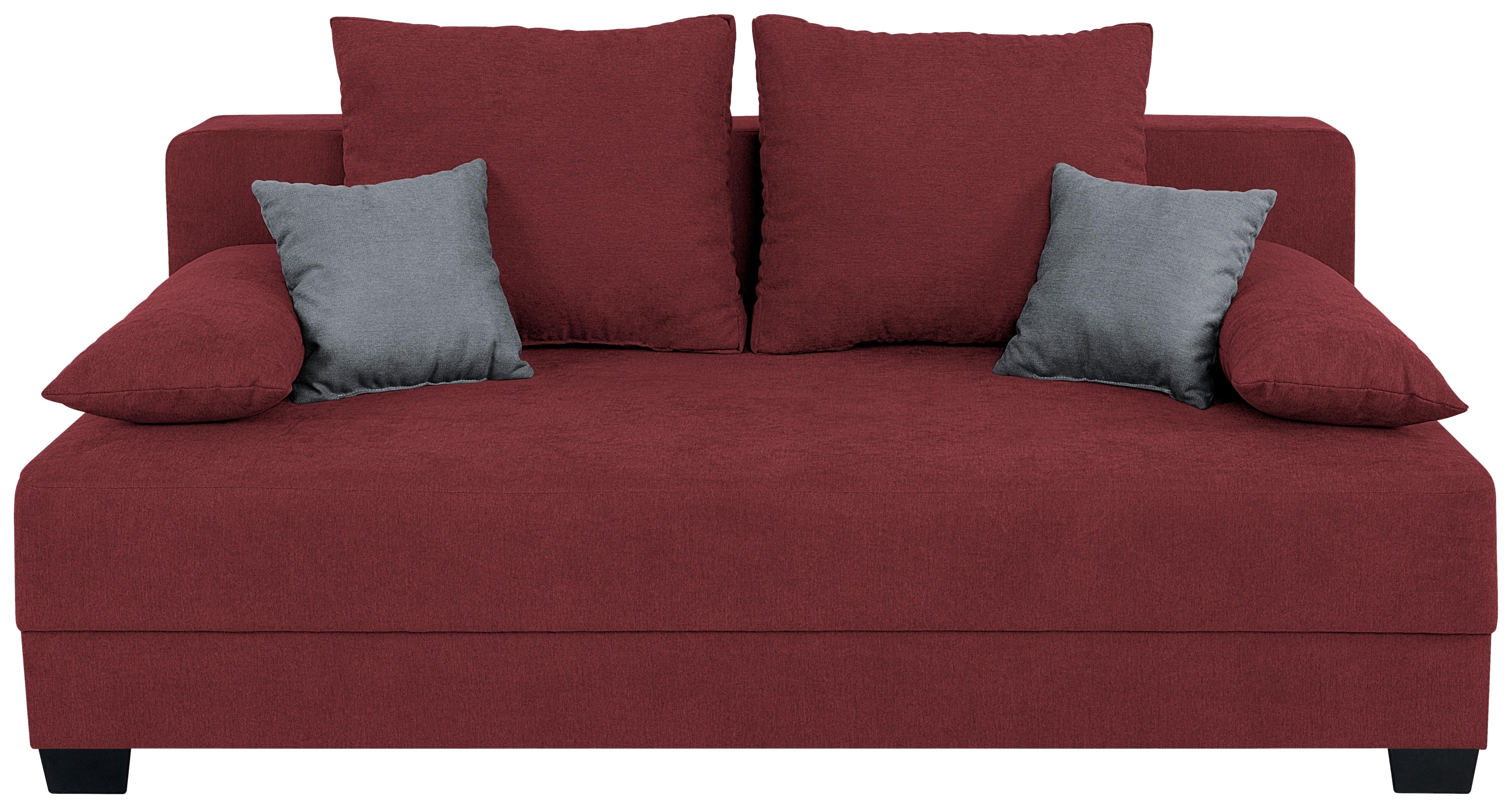 Sofa Mia mit Schlaffunktion Rot 200 cm - Rot/Schwarz, Design, Holzwerkstoff/Textil (200/90/110cm) - P & B