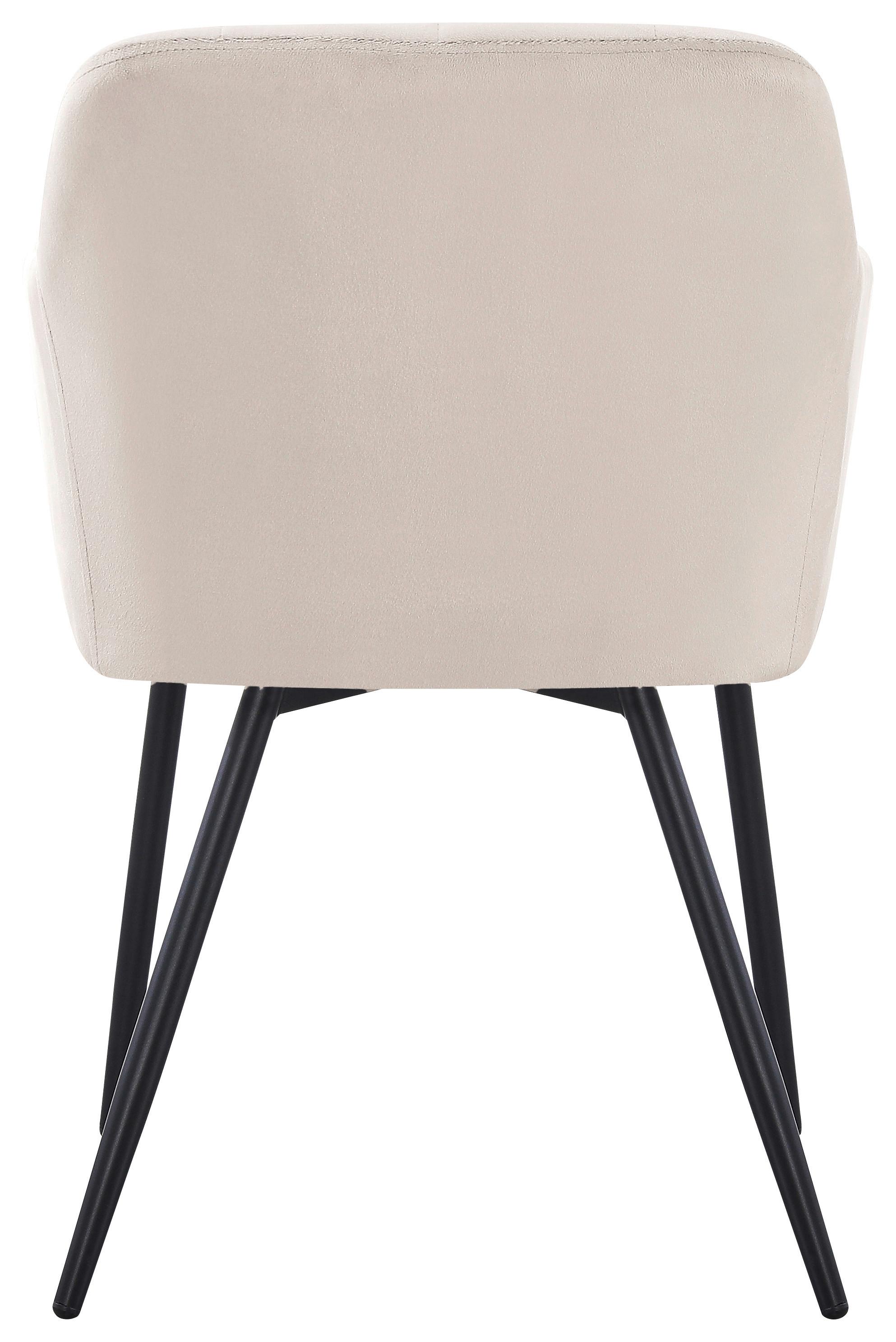 Armlehnstuhl Jenke Samt Beige, B: 56 cm - Beige/Schwarz, KONVENTIONELL, Textil/Metall (56/82/62cm) - Nedis SmartLife