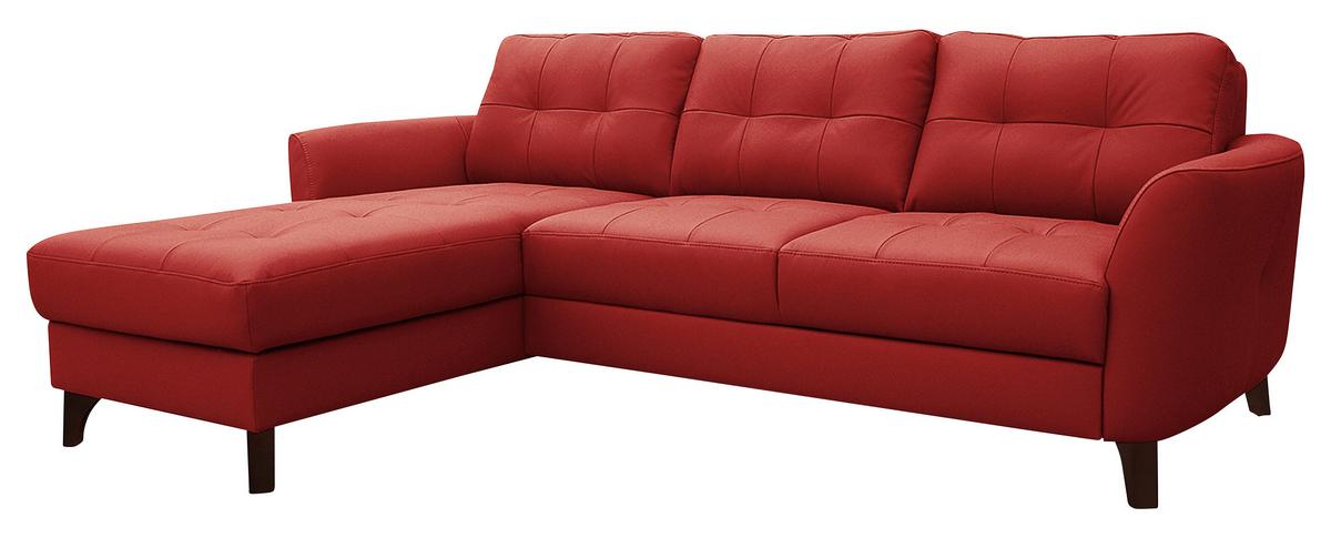 Ecksofa Nordic Rot S: 238x168 cm - Buchefarben/Rot, Design, Leder/Textil (168/238cm) - Livetastic