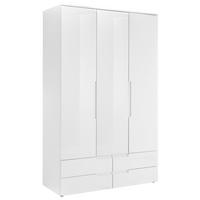 Drehtürenschrank +schubladen B: 126 Cm Spice, Weiß - Weiß Hochglanz/Eichefarben, MODERN (126/208/57cm) - MID.YOU