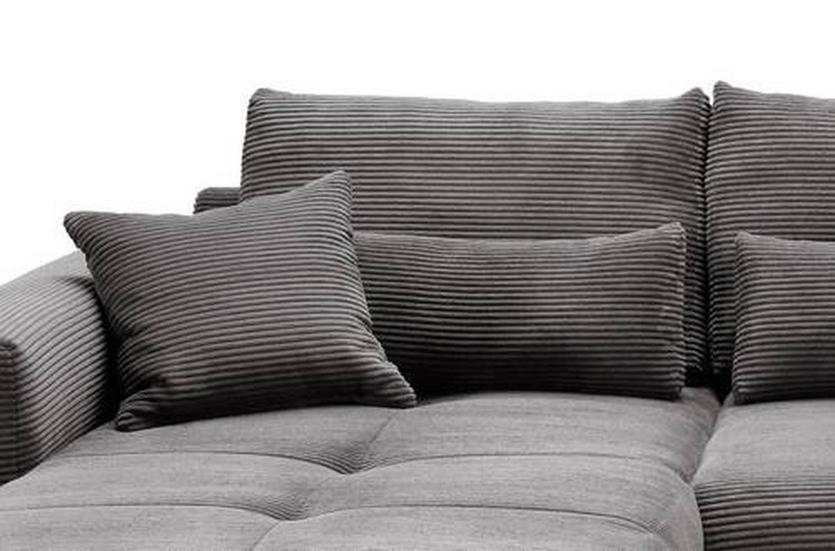 Ecksofa Federico Grau S: 188/302 cm - Chromfarben/Grau, MODERN, Holz/Textil (188/302cm) - MID.YOU