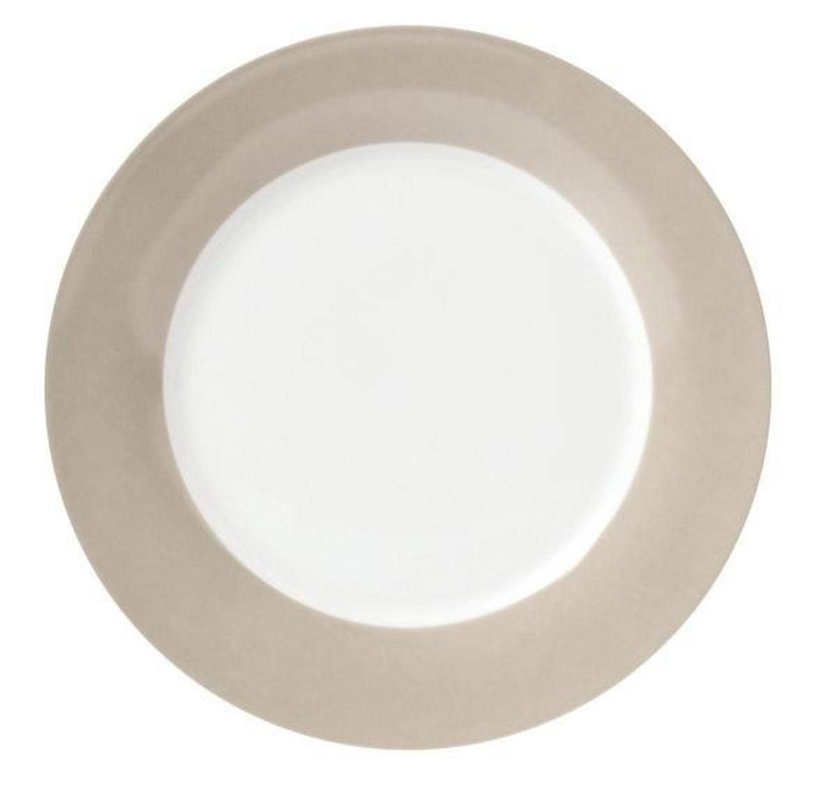 Speisetellerset Weiß Taupe 6-teilig D: 26,5 cm - Taupe/Weiß, Basics, Keramik (26,5cm) - Van Well