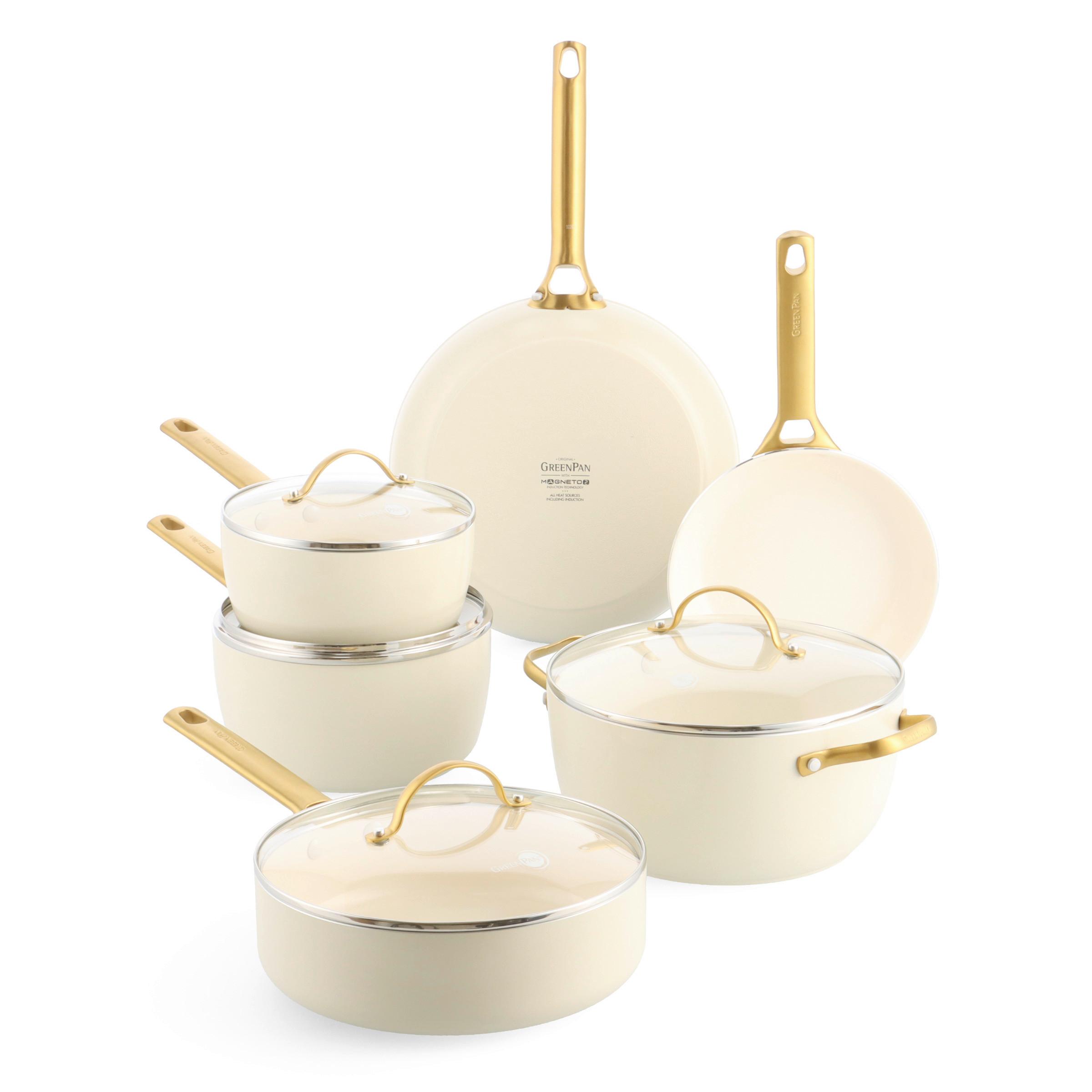 Kochtopfset 6-Teilig. creme/Gold - Goldfarben/Creme, Basics, Glas/Metall - GreenPan