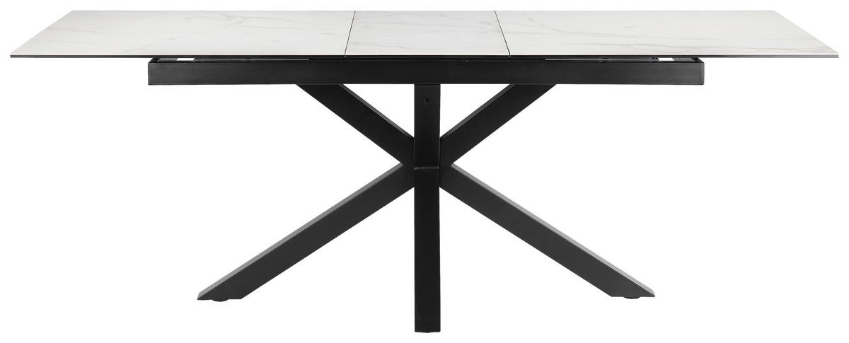 Esstisch Lotus Schwarz/Weiß L: 168-210 cm - Schwarz/Weiß, MODERN, Glas/Keramik (168-210/90/76cm) - MID.YOU