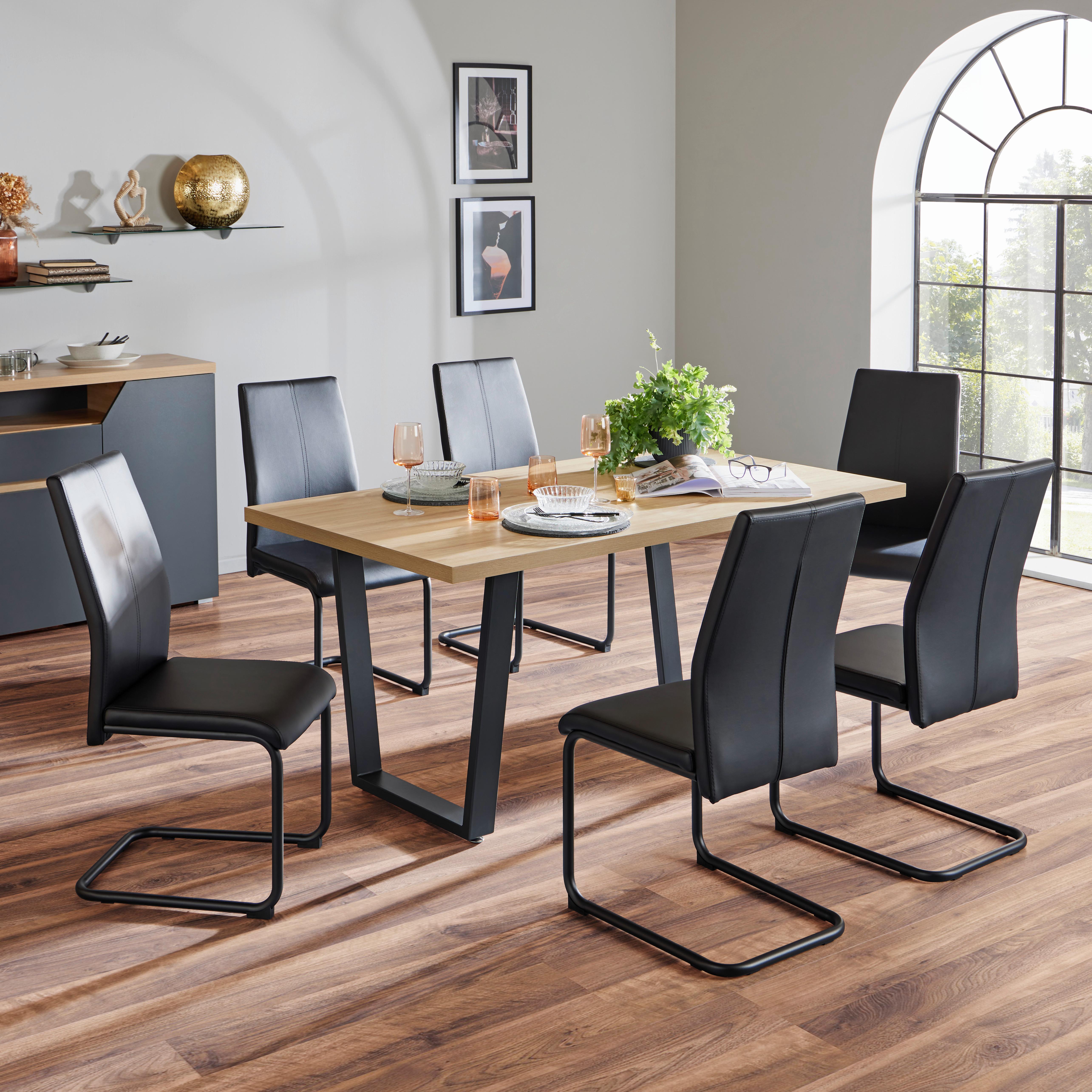 Esstisch Rudi 160 - Schwarz/Naturfarben, MODERN, Holzwerkstoff/Metall (160/75/90cm)