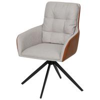 Armlehnstuhl Elvi Leinenopitk Beige B: 58 cm - Beige/Schwarz, KONVENTIONELL, Textil/Metall (58/87/63cm)