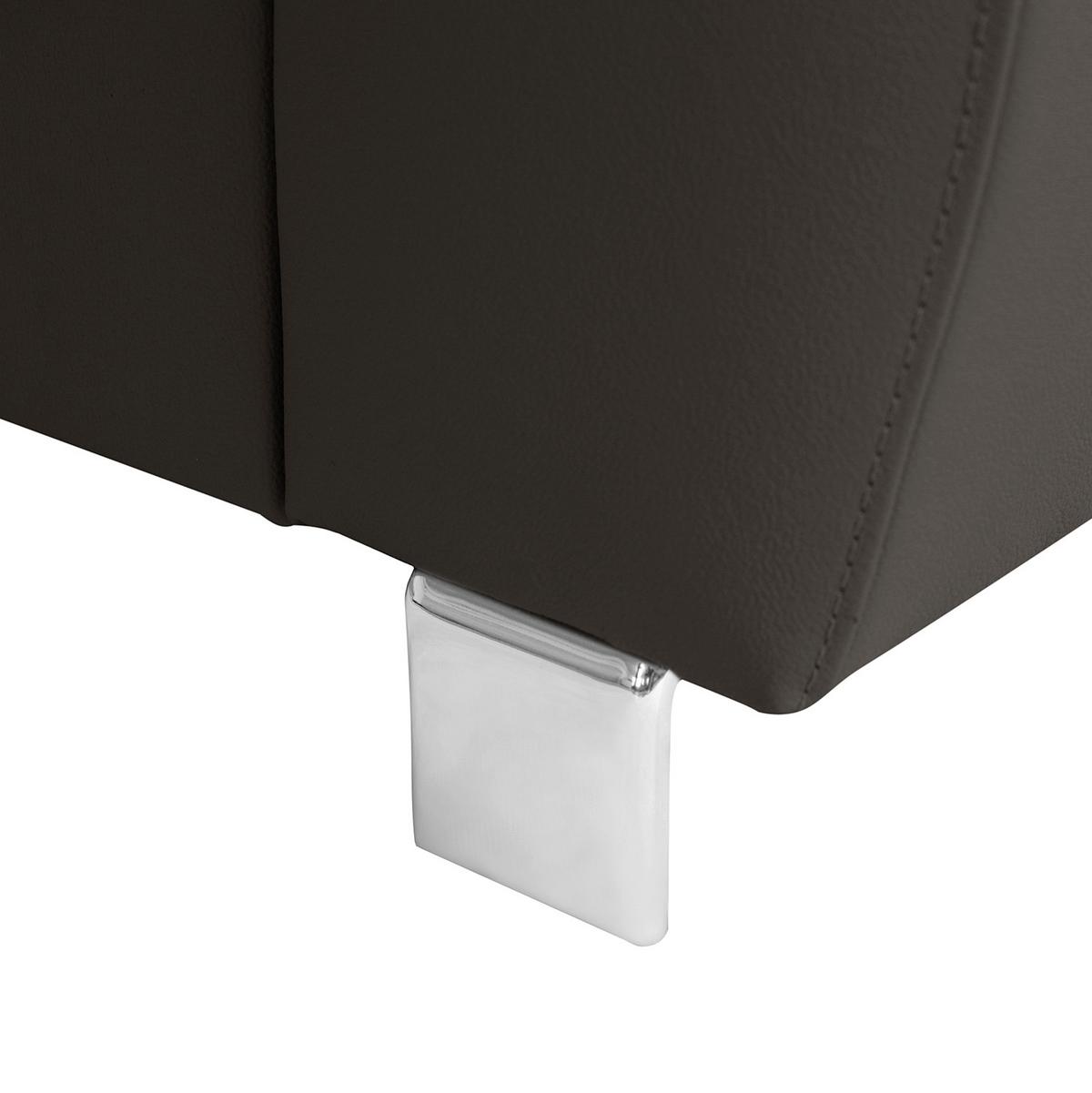 Ecksofa Lugano Teilleder Dunkelbraun 208x248 - Chromfarben/Dunkelbraun, Design, Leder/Textil (208/248cm) - Livetastic