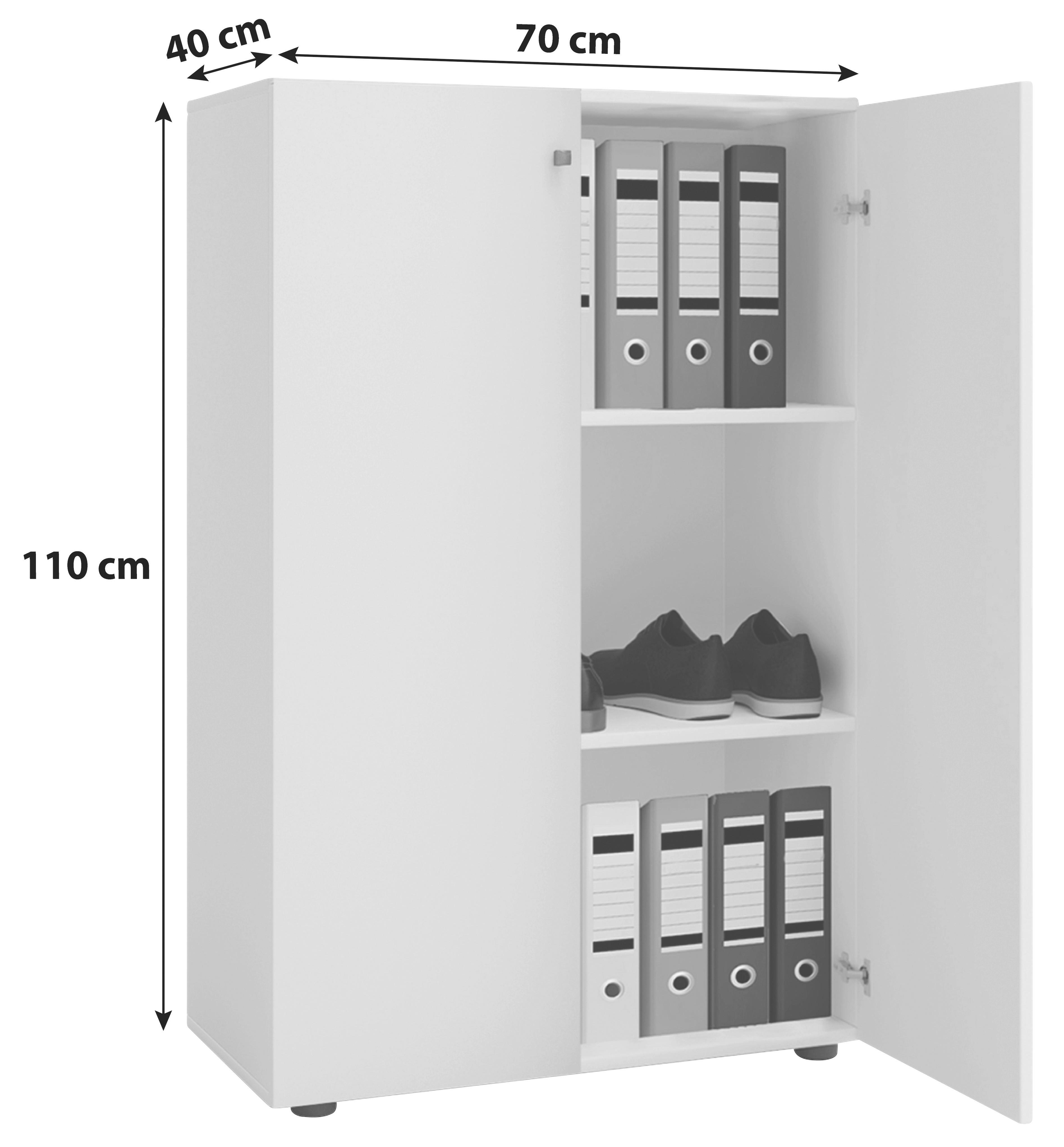 Aktenschrank Lona Weiß B: 70 cm - Weiß, Basics, Holzwerkstoff (70/110/39cm) - MID.YOU
