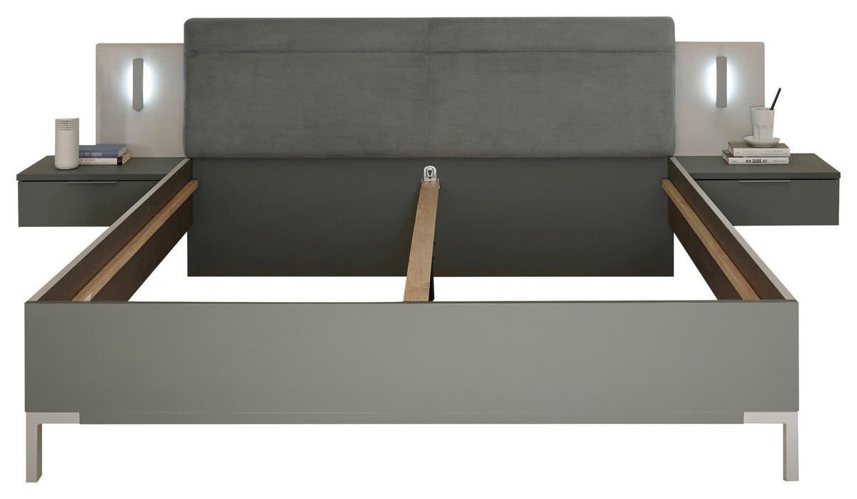Ágyszett Modeste 180/200 Cm - világosszürke/zsályazöld, Modern, faalapú anyag (180/200cm)