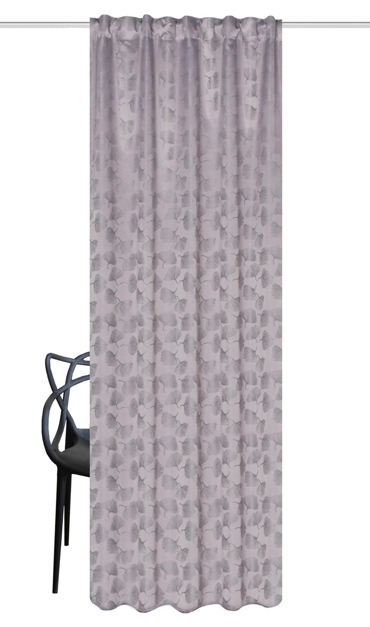 Fertigvorhang Gingko - Grau, Trend, Textil (135/145cm)