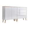 Sideboard Mailand3 B:158cm Weiß/eiche - Weiß Hochglanz/Eiche Artisan, MODERN, Holzwerkstoff (158/86/33cm) - MID.YOU