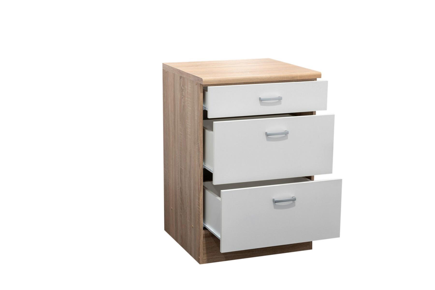 Spodná skrinka so zásuvkami šírka/výška: 60/90 cm - biela/farba duba, Basics, kompozitné drevo/plast (60/90/60cm) - MID.YOU