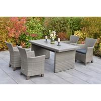 Gartentischgruppe 5tlg. Set - Grau, KONVENTIONELL, Holz/Kunststoff - Gardenson