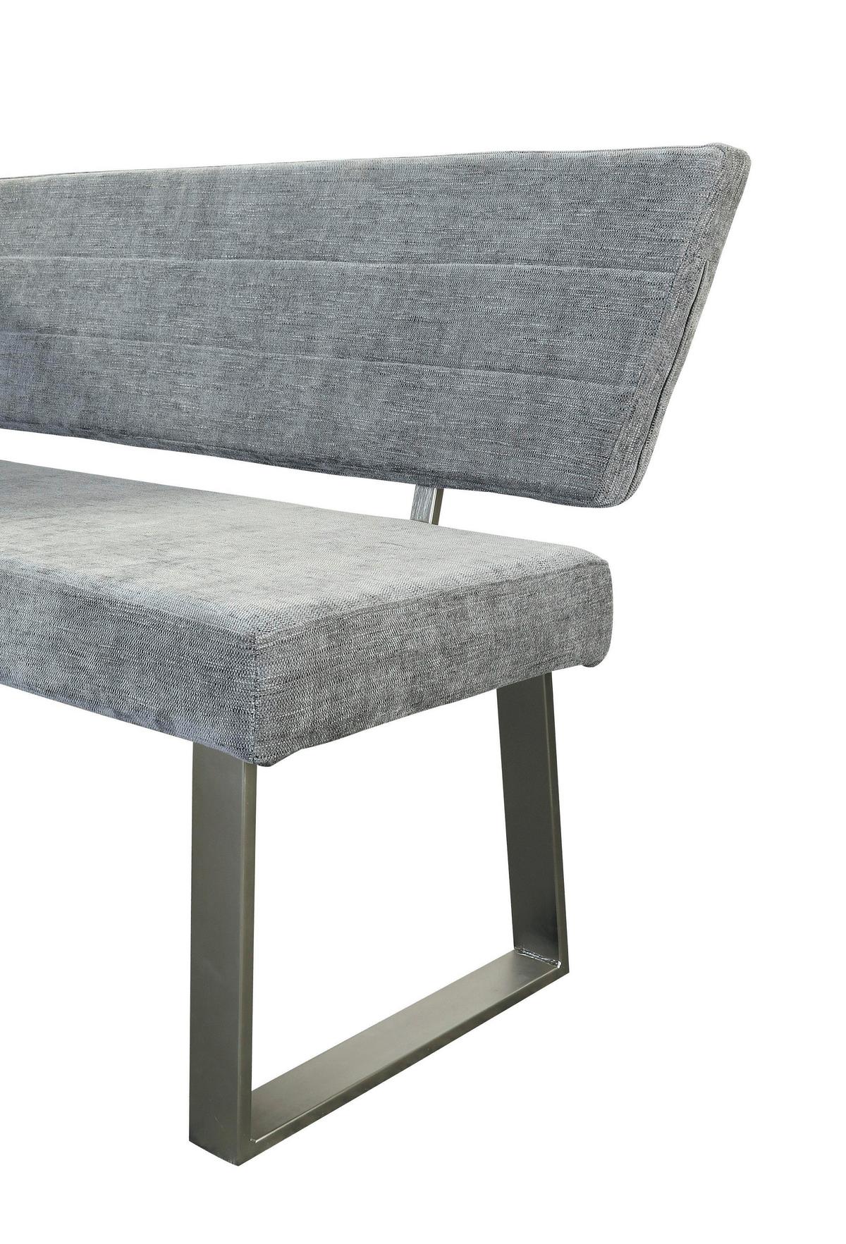 Eckbank Hausvik Webstoff Hellgrau 187x142,5 cm - Hellgrau/Nickelfarben, MODERN, Textil/Metall (187/142,5cm) - MID.YOU